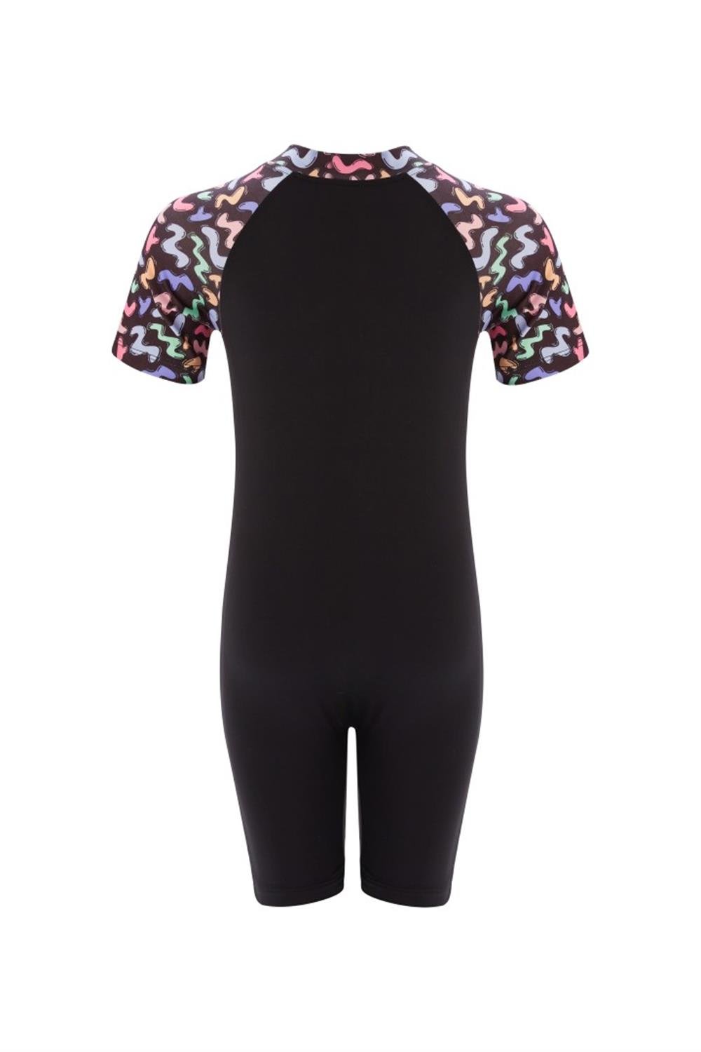 Tulum Kısa Kollu Şortlu Çocuk Yüzücü Mayo Pıtaa 8132 Siyah Remsa Mayo