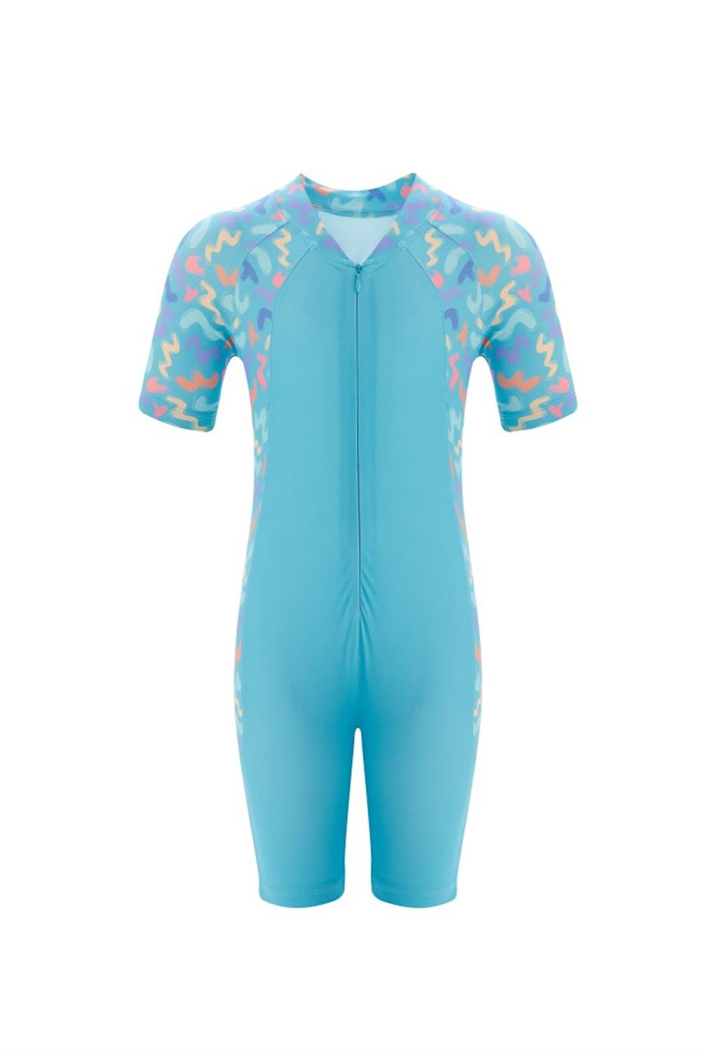 Tulum Kısa Kollu Şortlu Çocuk Yüzücü Mayo Pıtaa 8132 Turkuaz Remsa Mayo