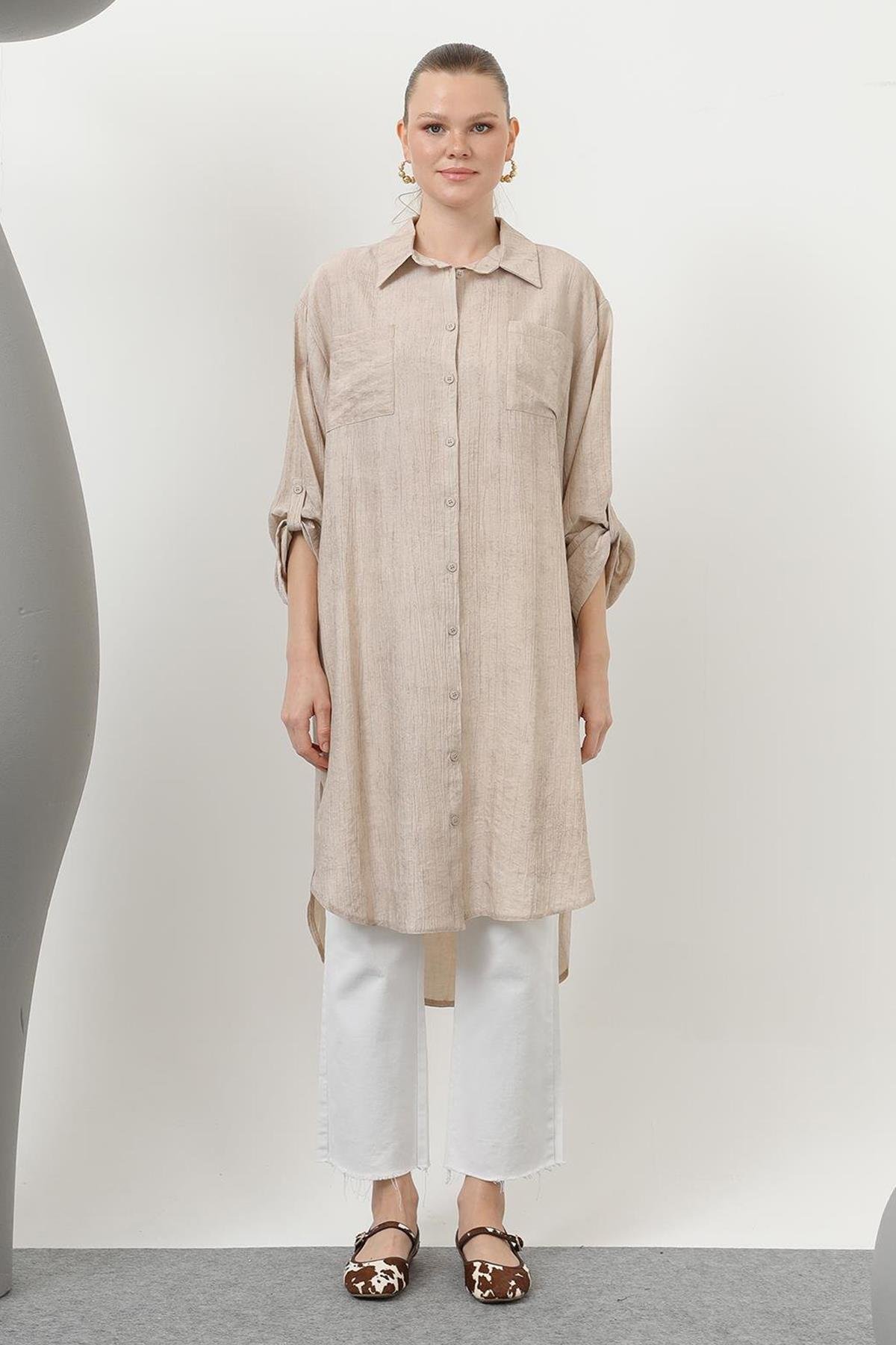 Uzun Gömlek 10639 Bej