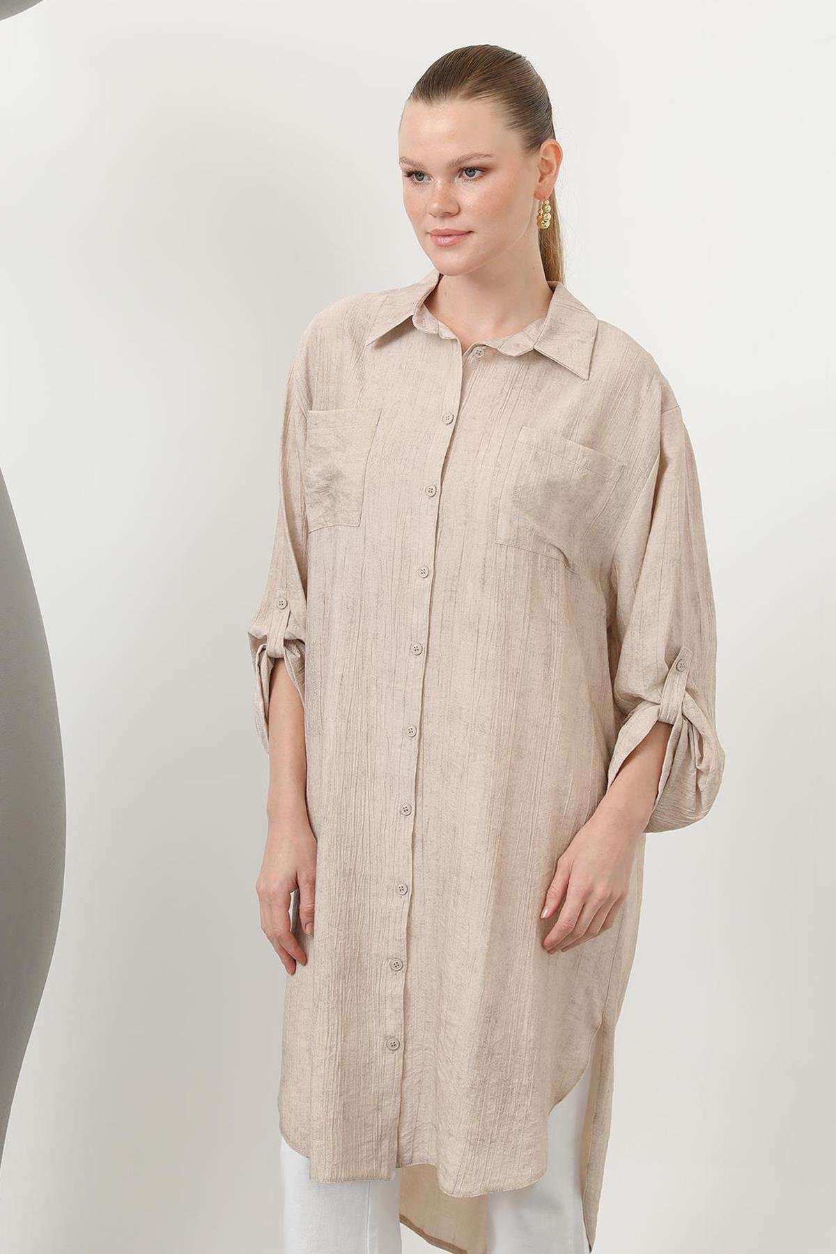 Uzun Gömlek 10639 Bej