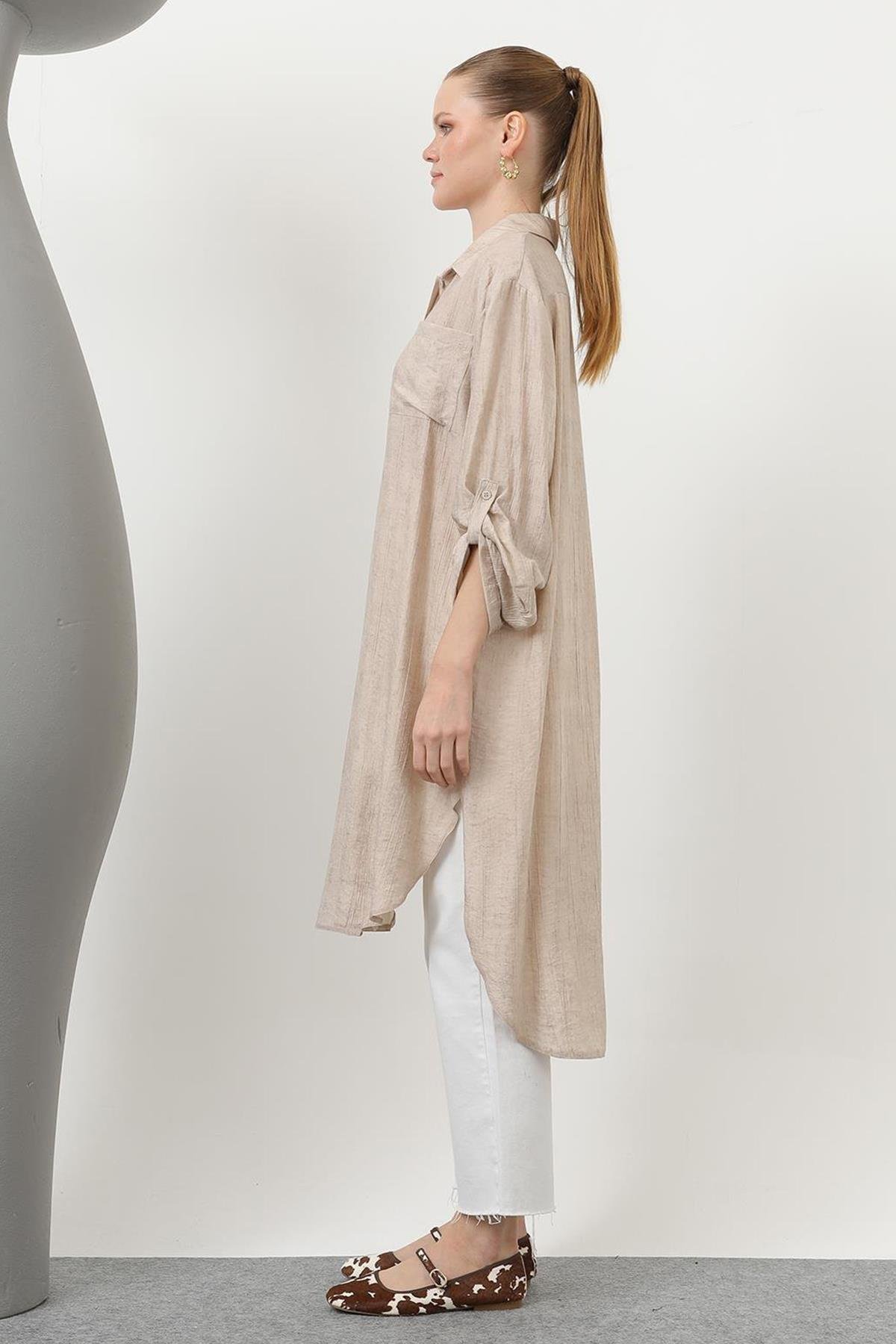 Uzun Gömlek 10639 Bej