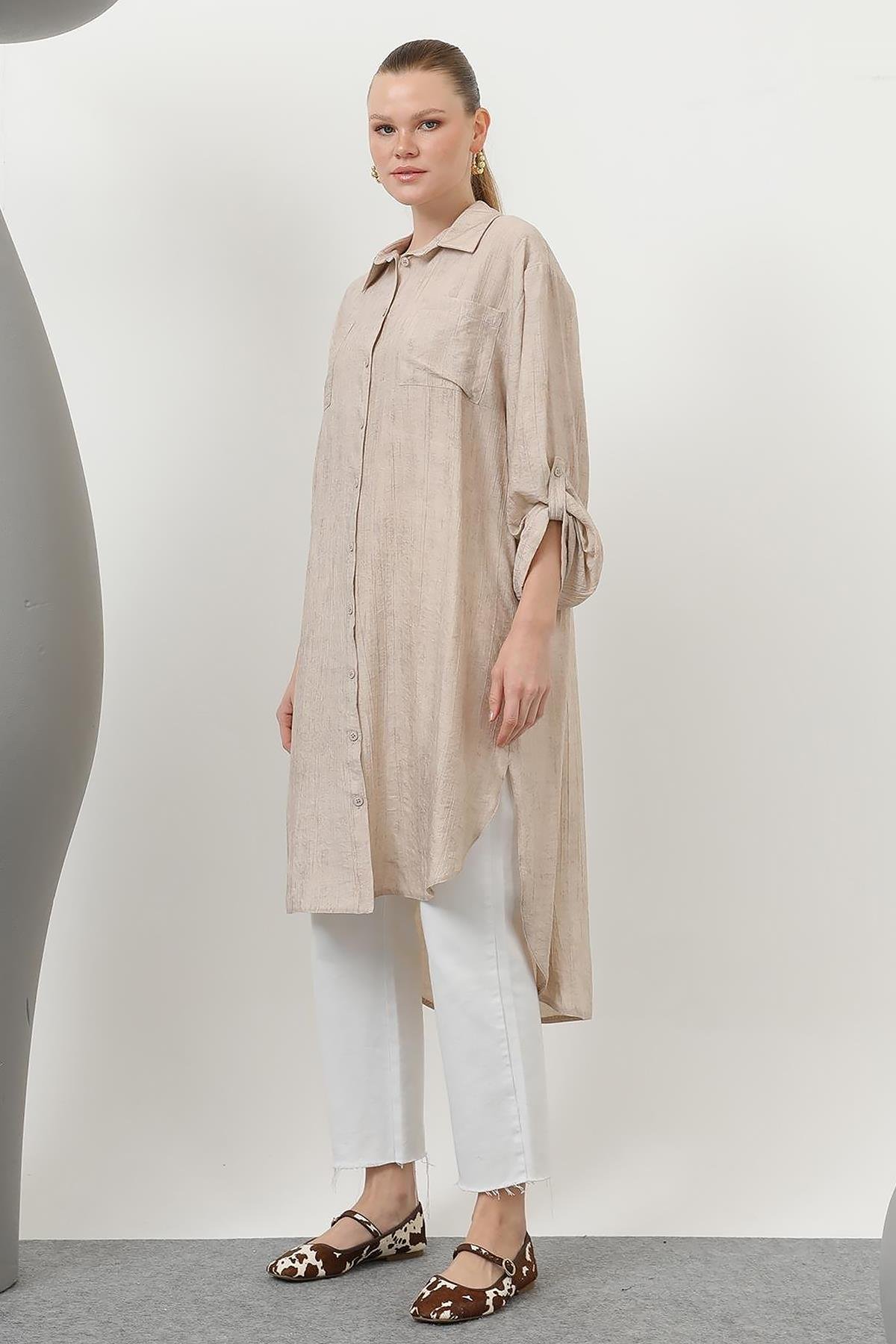 Uzun Gömlek 10639 Bej