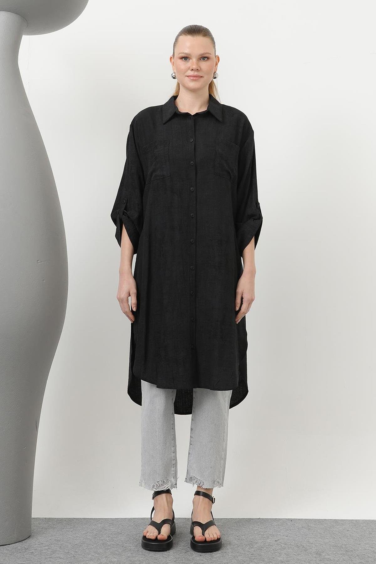 Uzun Gömlek 10639 Siyah