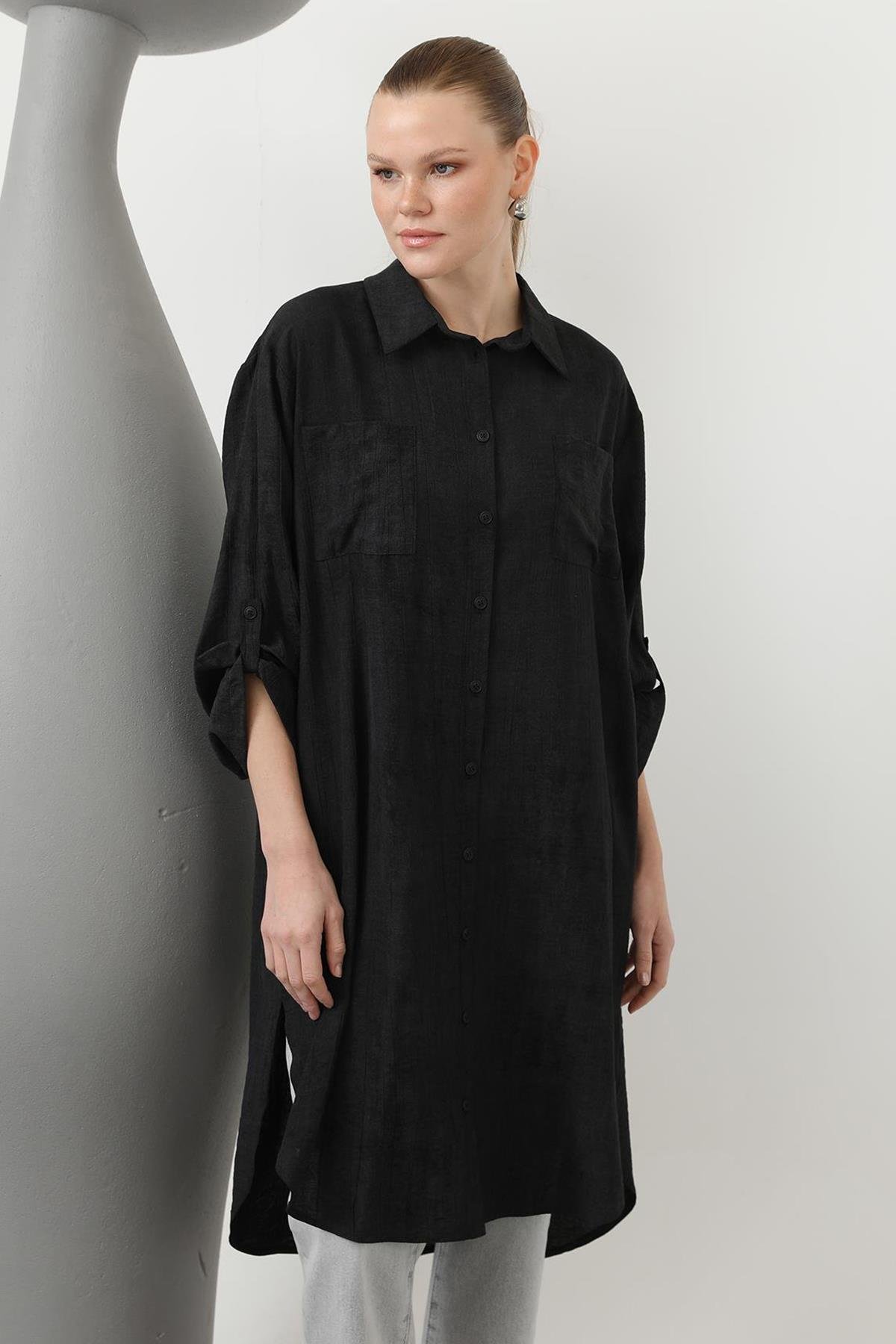 Uzun Gömlek 10639 Siyah