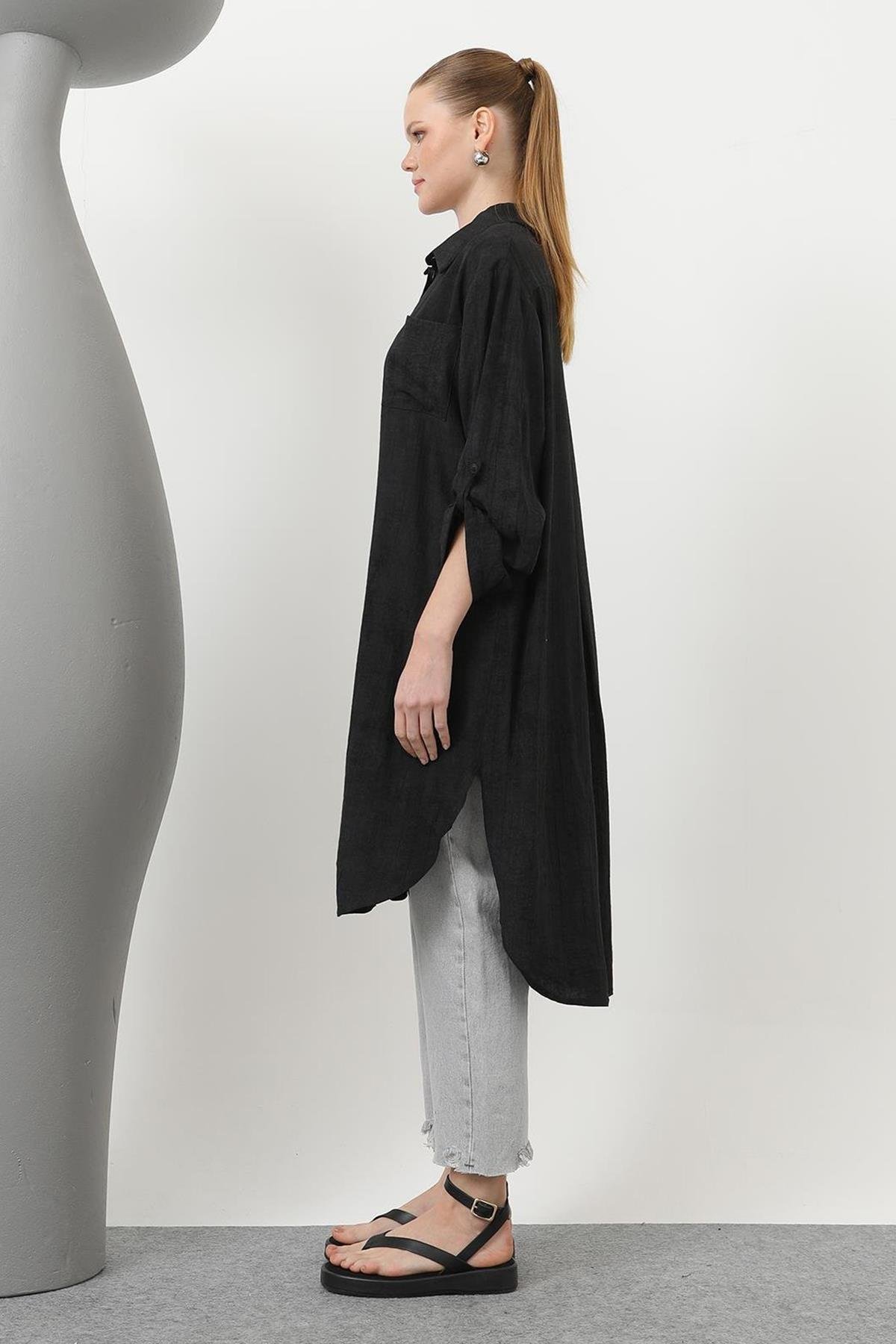 Uzun Gömlek 10639 Siyah