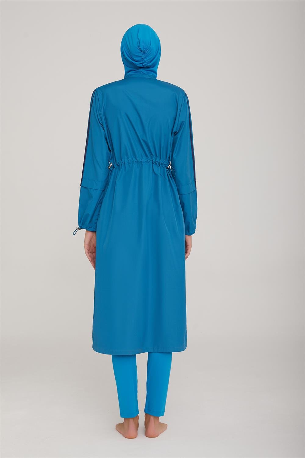 Uzun Tam Boy Tam Kapalı Tesettür Mayo Aletha 1314 Petrol Remsa Mayo