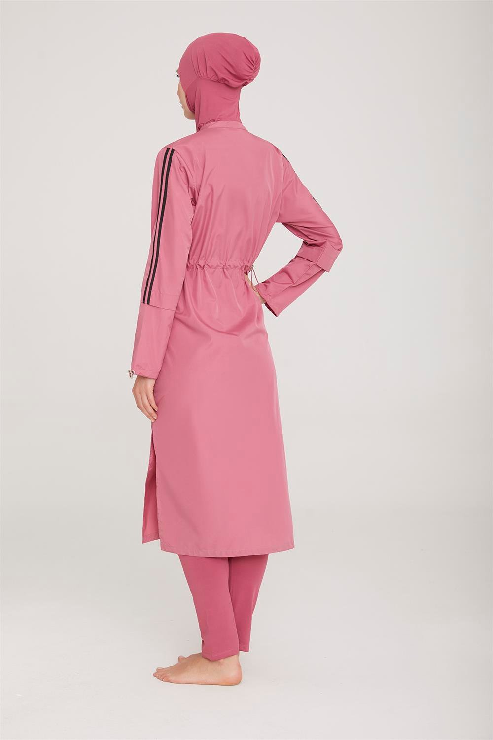 Uzun Tam Boy Tam Kapalı Tesettür Mayo Aletha 1314 Gül Kurusu Remsa Mayo