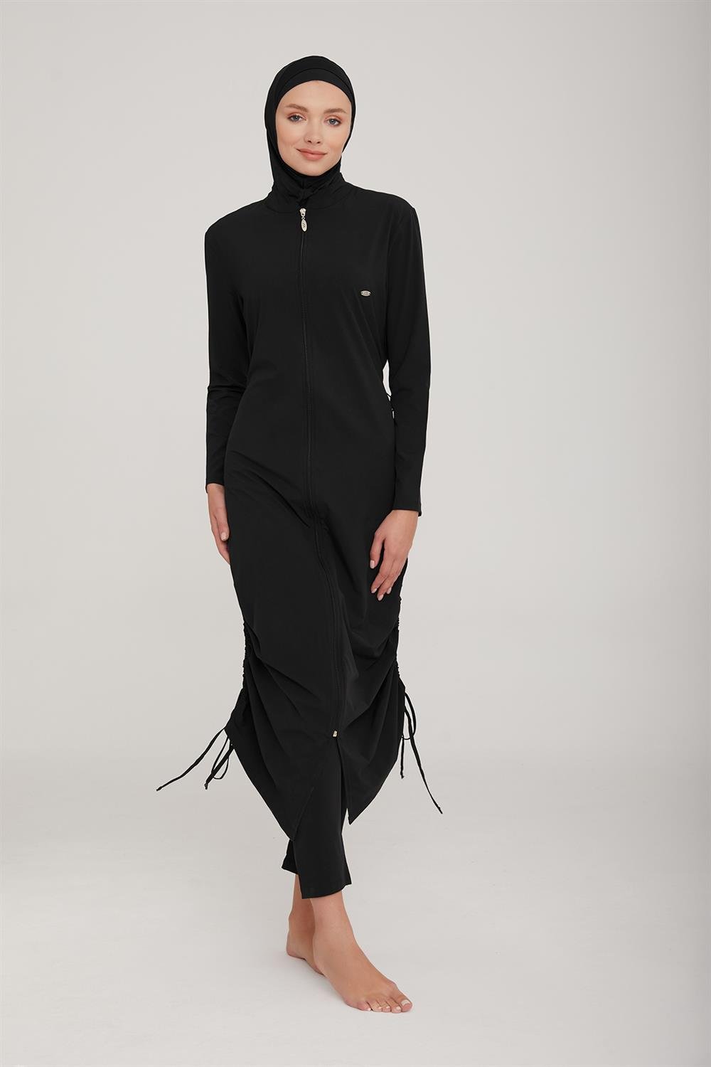 Uzun Tam Boy Tam Kapalı Tesettür Mayo Wınta 4065 Siyah Remsa Mayo