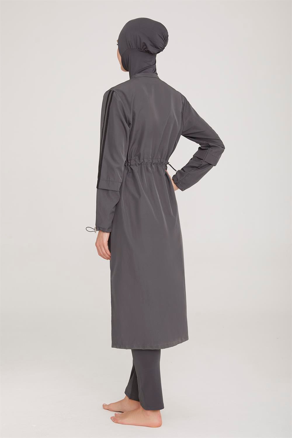 Uzun Tam Boy Tam Kapalı Tesettür Mayo Aletha 1314 Antrasit Remsa Mayo