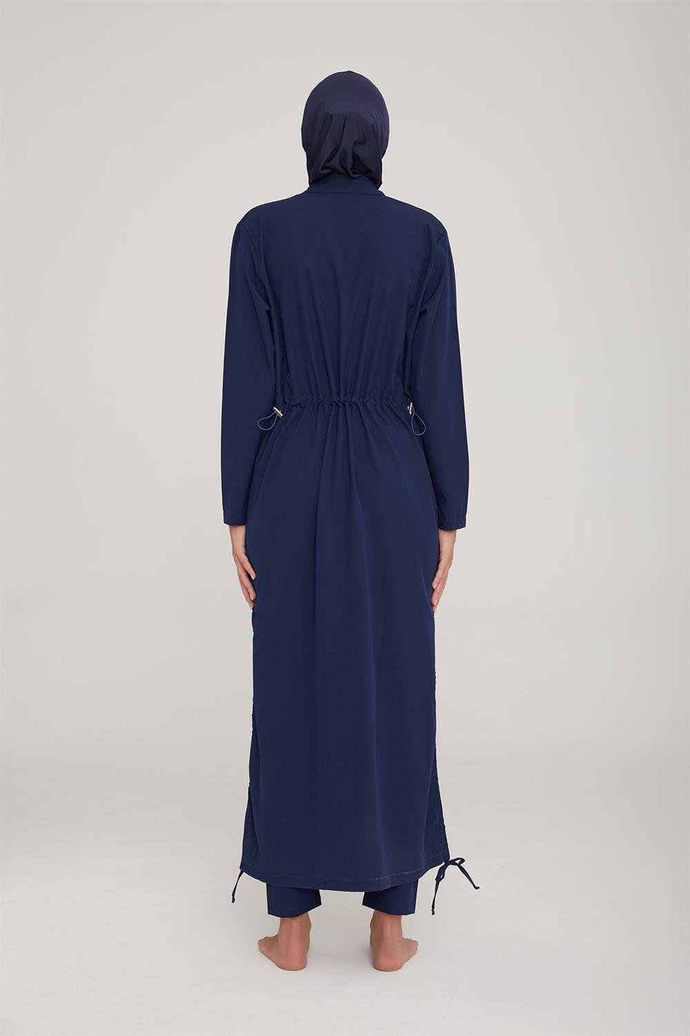 Uzun Tam Boy Tam Kapalı Tesettür Mayo Wınta 4065 Koyu Lacivert Remsa Mayo