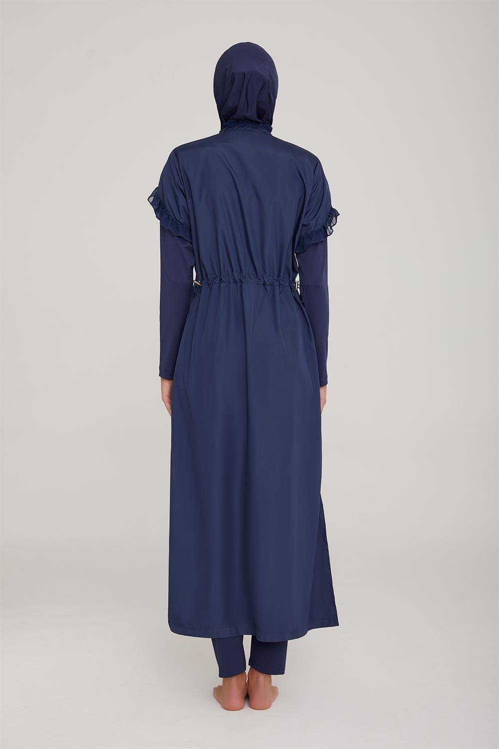 Uzun Tam Boy Tam Kapalı Tesettür Mayo Noslen 1255 Koyu Lacivert Remsa Mayo