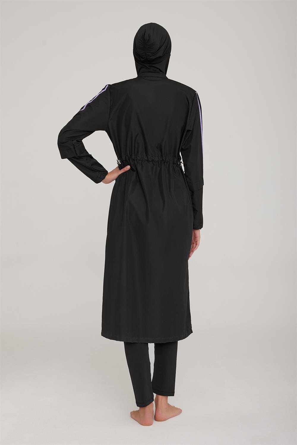 Uzun Tam Boy Tam Kapalı Tesettür Mayo Aletha 1314 Siyah Remsa Mayo