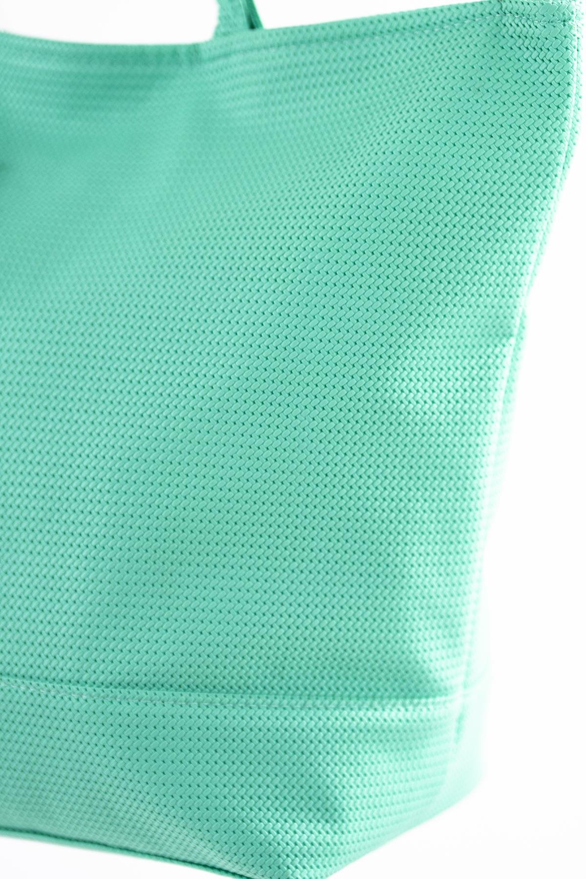 Yumuşak Deri Dokulu Plaj Çantası 5555 Mint