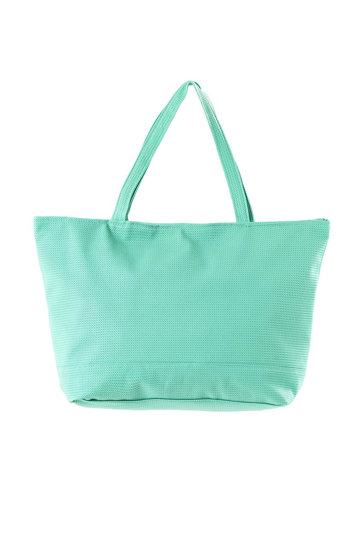Yumuşak Deri Dokulu Plaj Çantası 5555 Mint
