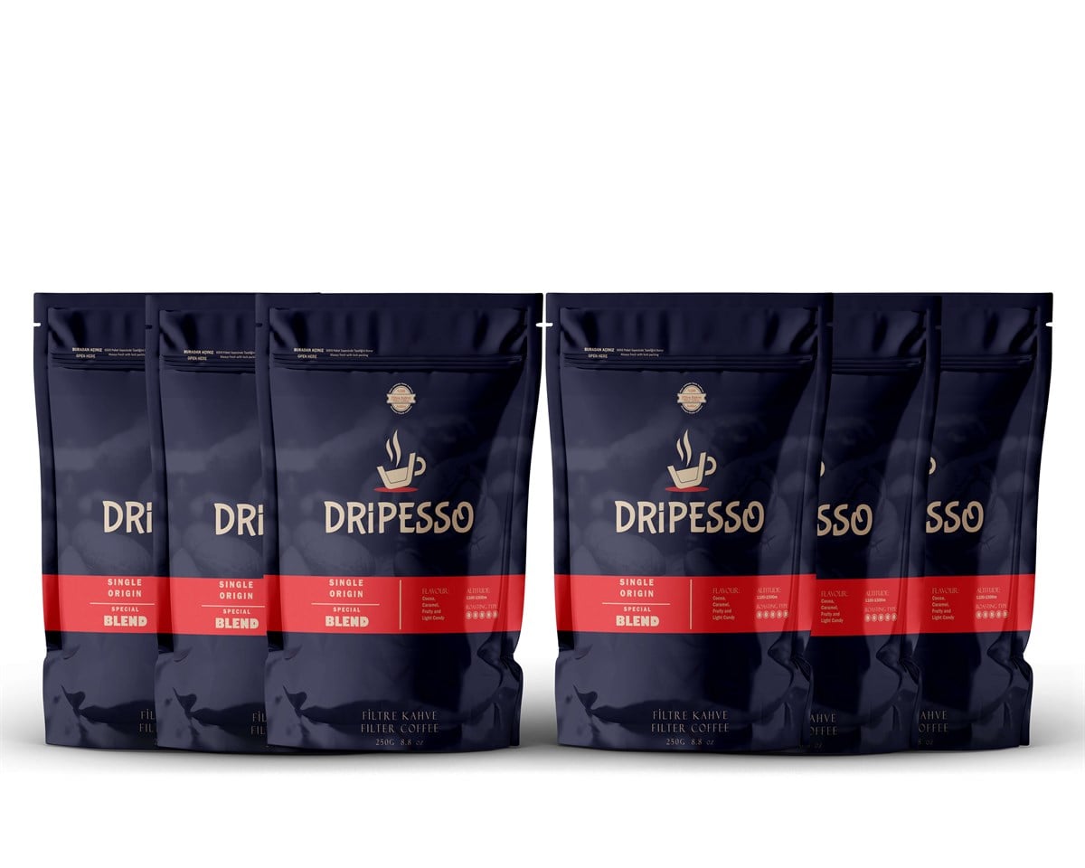 Blend Öğütülmüş Filtre Kahve 250G 6'lı PaketDripesso Blend Filtre Kahve 250g  | Demleme seti hediyeliFiltre Kahveler
