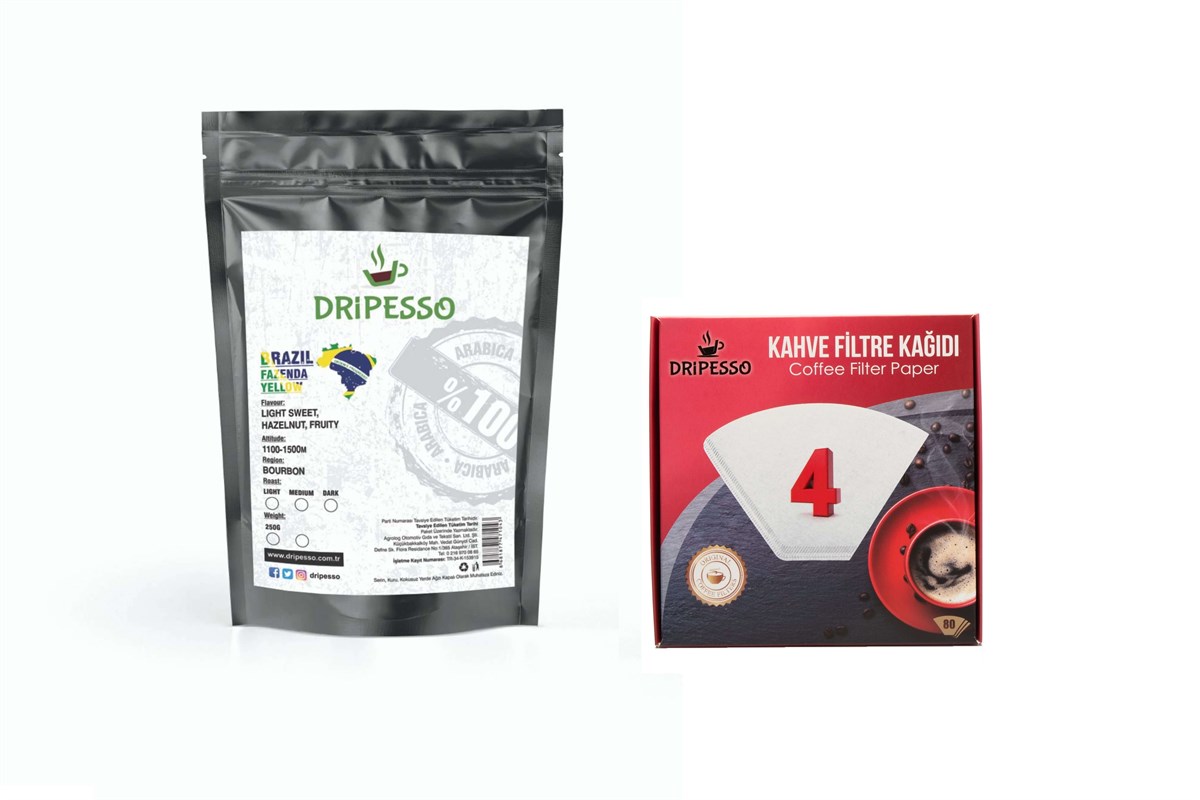 Brazil Filtre Kahve SetiDripesso Brasil Fazenda Filtre Kahve 250Gr | Filtre Kahve kağıdı SetiFiltre Kahveler