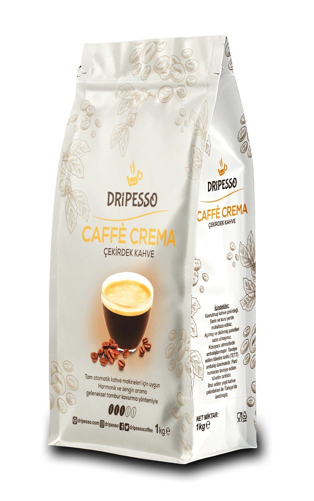 Cafe Crema Çekirdek Kahve 1 KgDripesso 1 kg'lık Cafe Cream Çekirdek KahveFiltre Kahveler