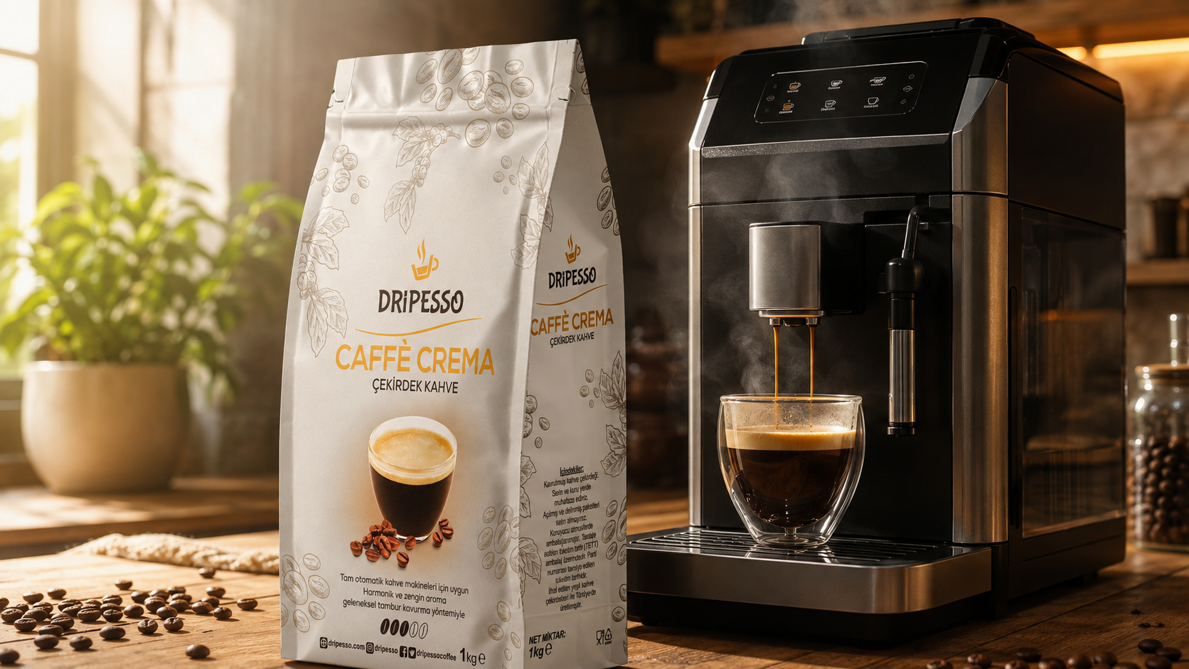 Dripesso Caffè Crema Çekirdek Kahve 3KGDripesso Caffè Crema Çekirdek Kahve 1kg – 2 Al 1 Hediye Kampanyası | 3kg KahveFırsat Ürünleri