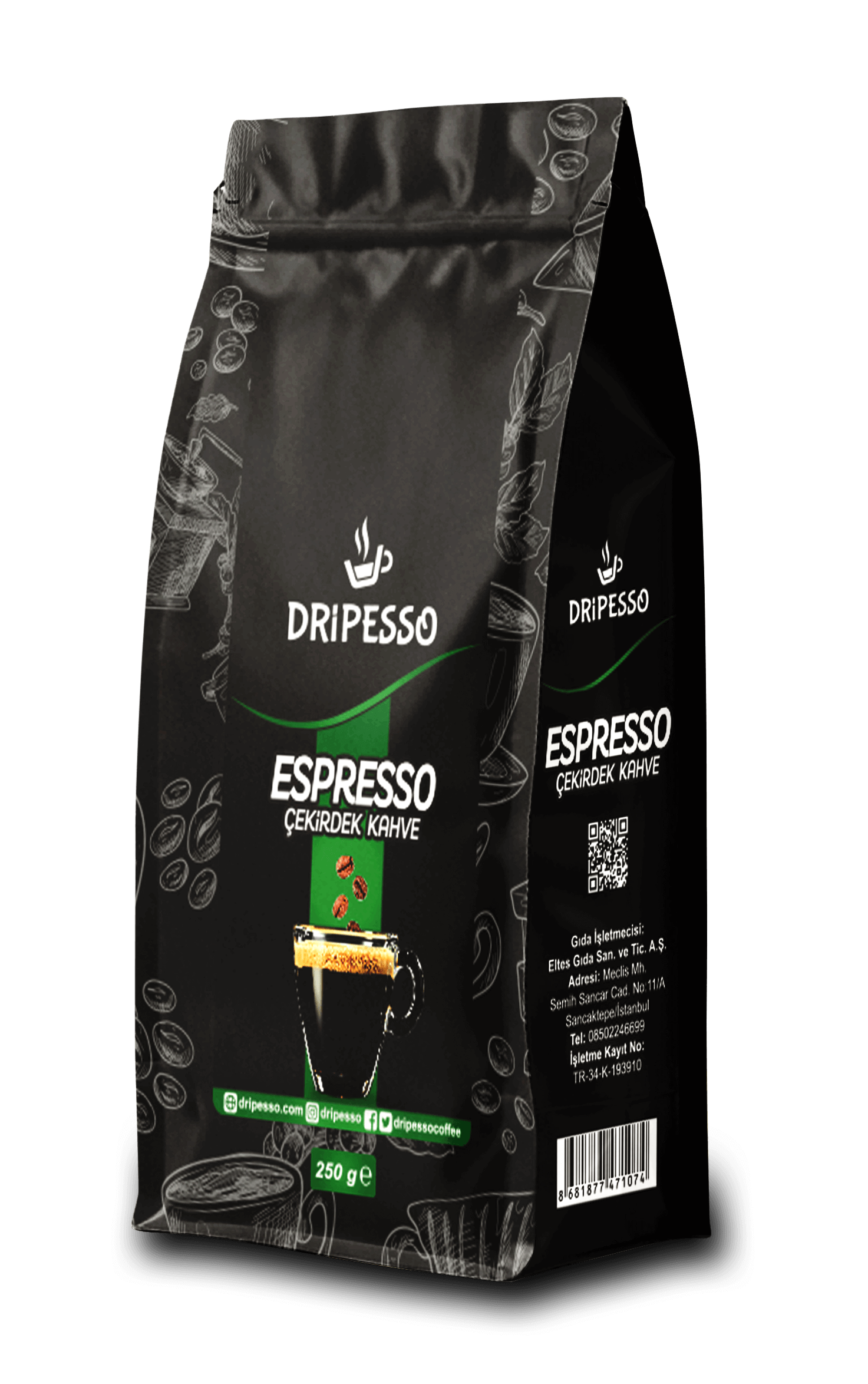 Espresso Çekirdek Kahve 1 KgDripesso 1 kg'lık Espresso  Blend Çekirdek KahveFiltre Kahveler