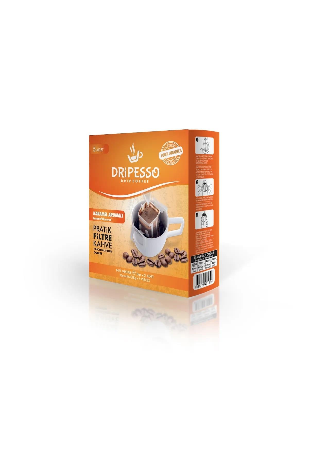 Karamel Aromalı Pratik Filtre Kahve 30'luDripesso Karamel Aromalı Pratik Filtre Kahve 30'li PaketPratik Filtre Kahveler