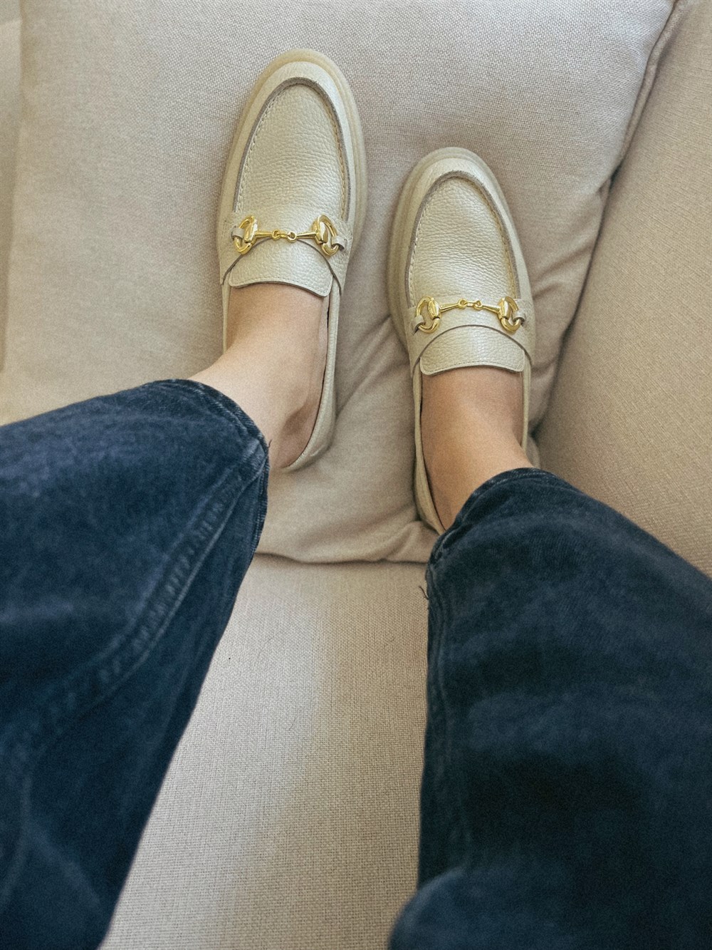 BEJ GERÇEK DERİ LEOFER