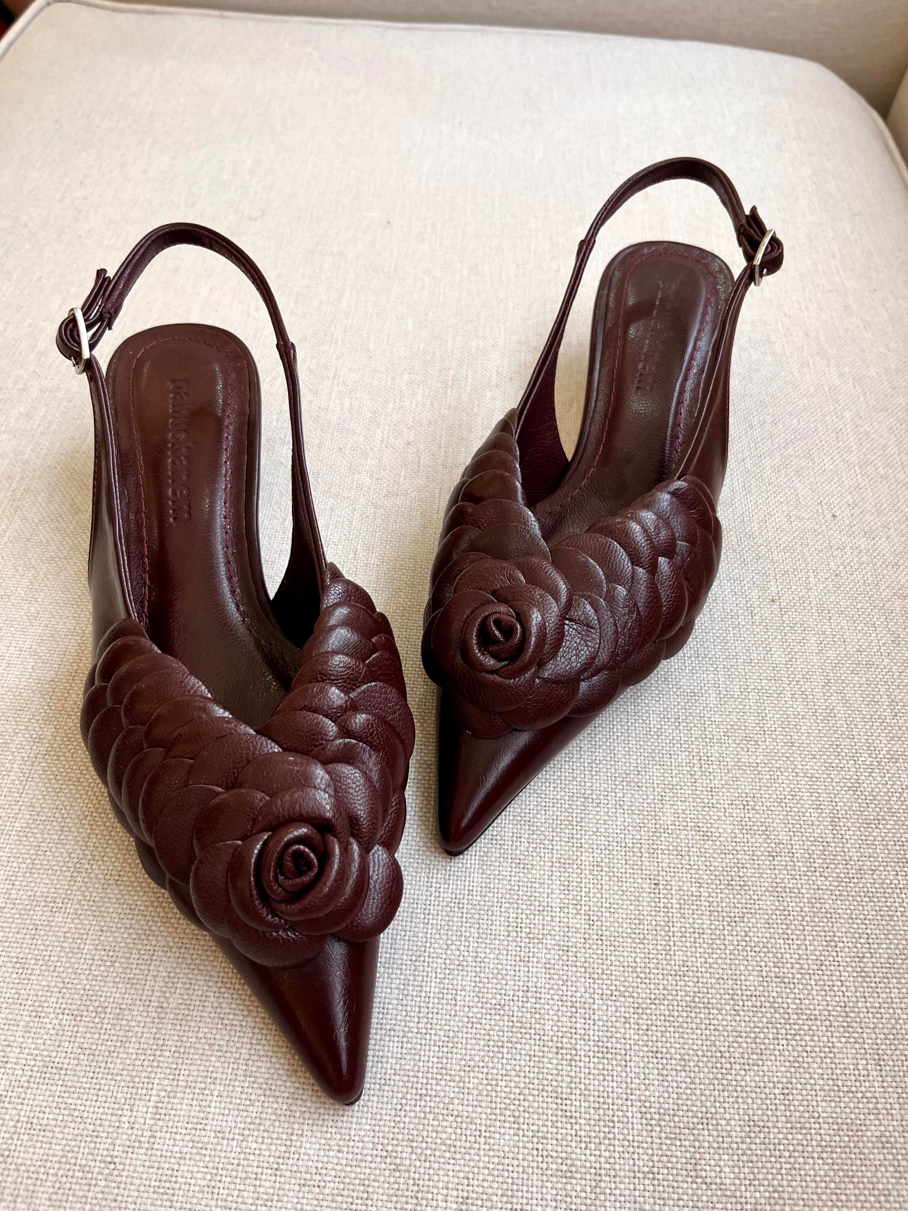 BORDO FLOWER GERÇEK DERI MİNİ TOPUK 