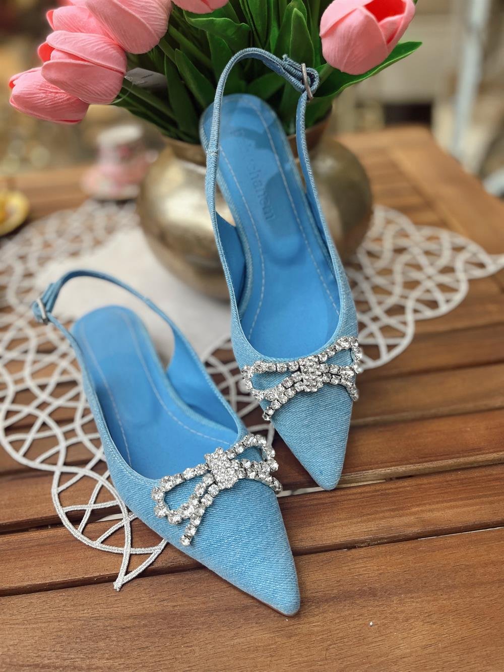 DENİM TAŞLI MİNİ TOPUK