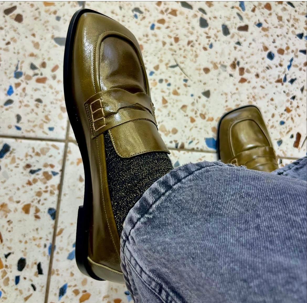 YEŞİL KARE GERÇEK DERİ LEOFER