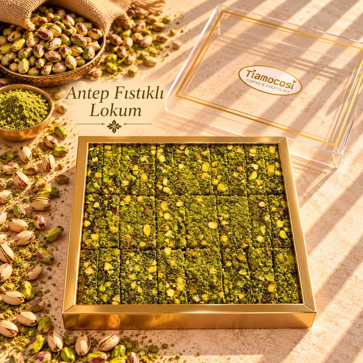 Ekstra Antep Fıstıklı Lokum 830 GRAntep Fıstıklı Lokum Ekstra 1 KG | Hatay Lokum Sipariş Ver | İskenderun Lokum | TİAMOCOSİ |Lokum