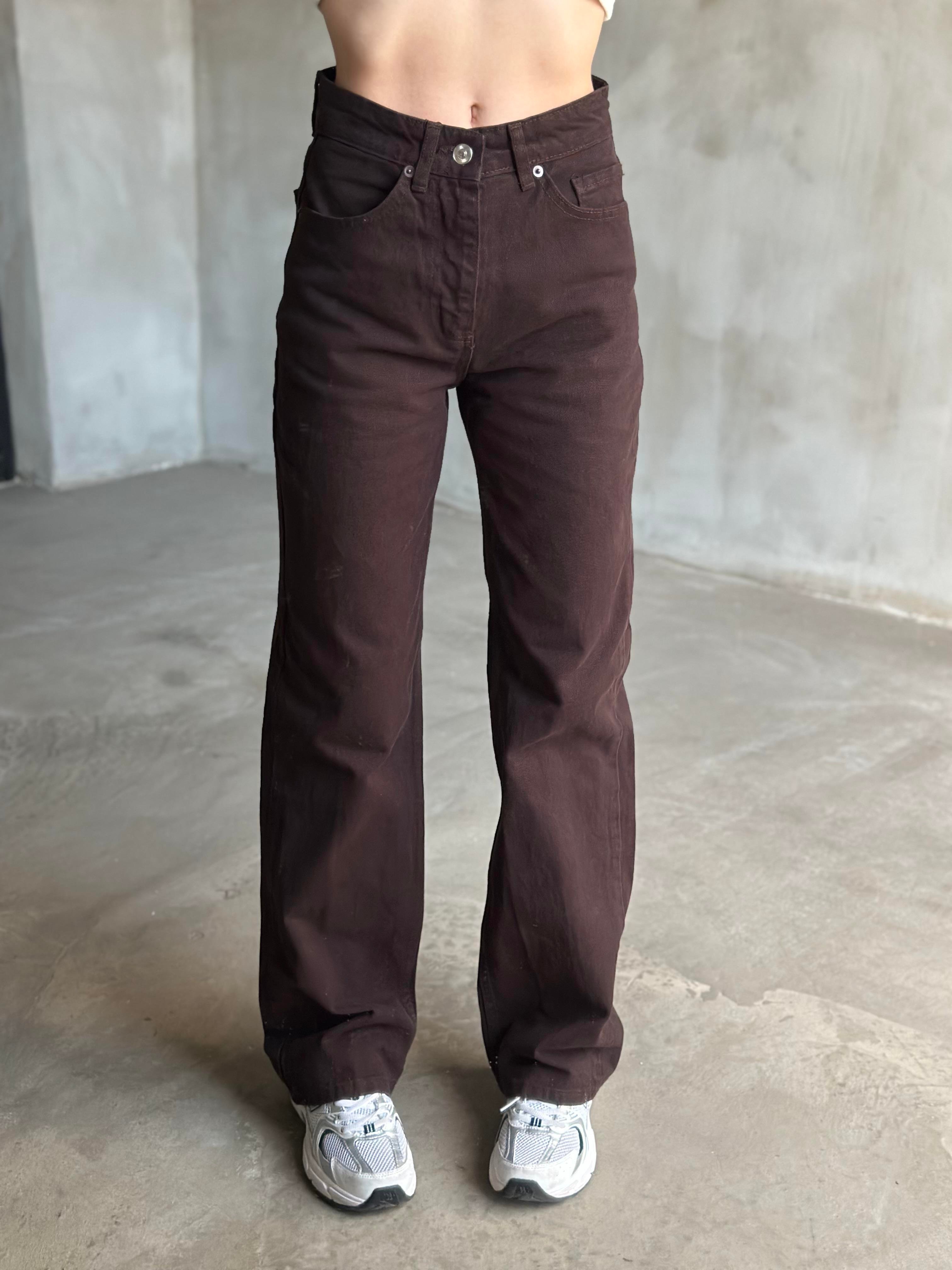 Acı Kahverengi Straight Fit Bol Paça Jean - Dominatrend