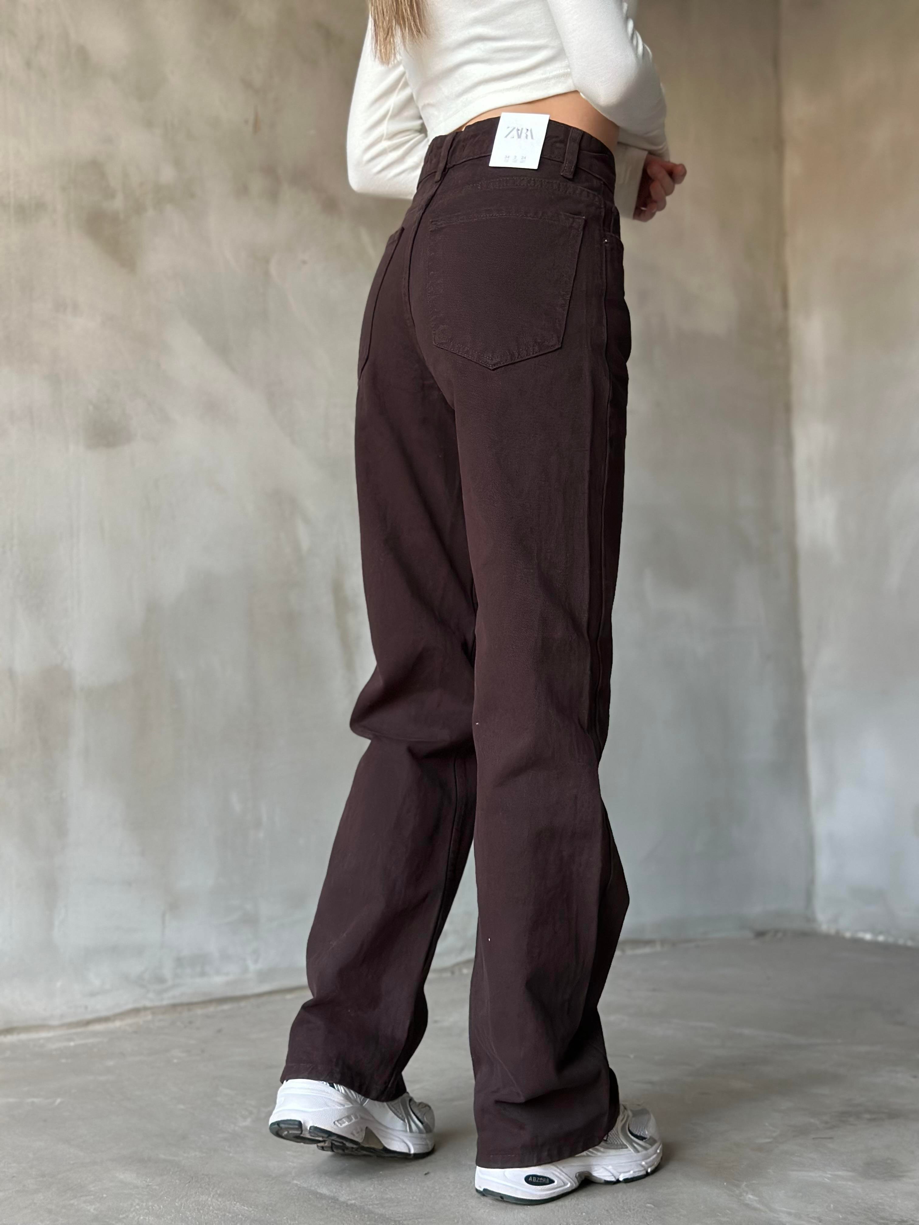 Acı Kahverengi Straight Fit Bol Paça Jean - Dominatrend