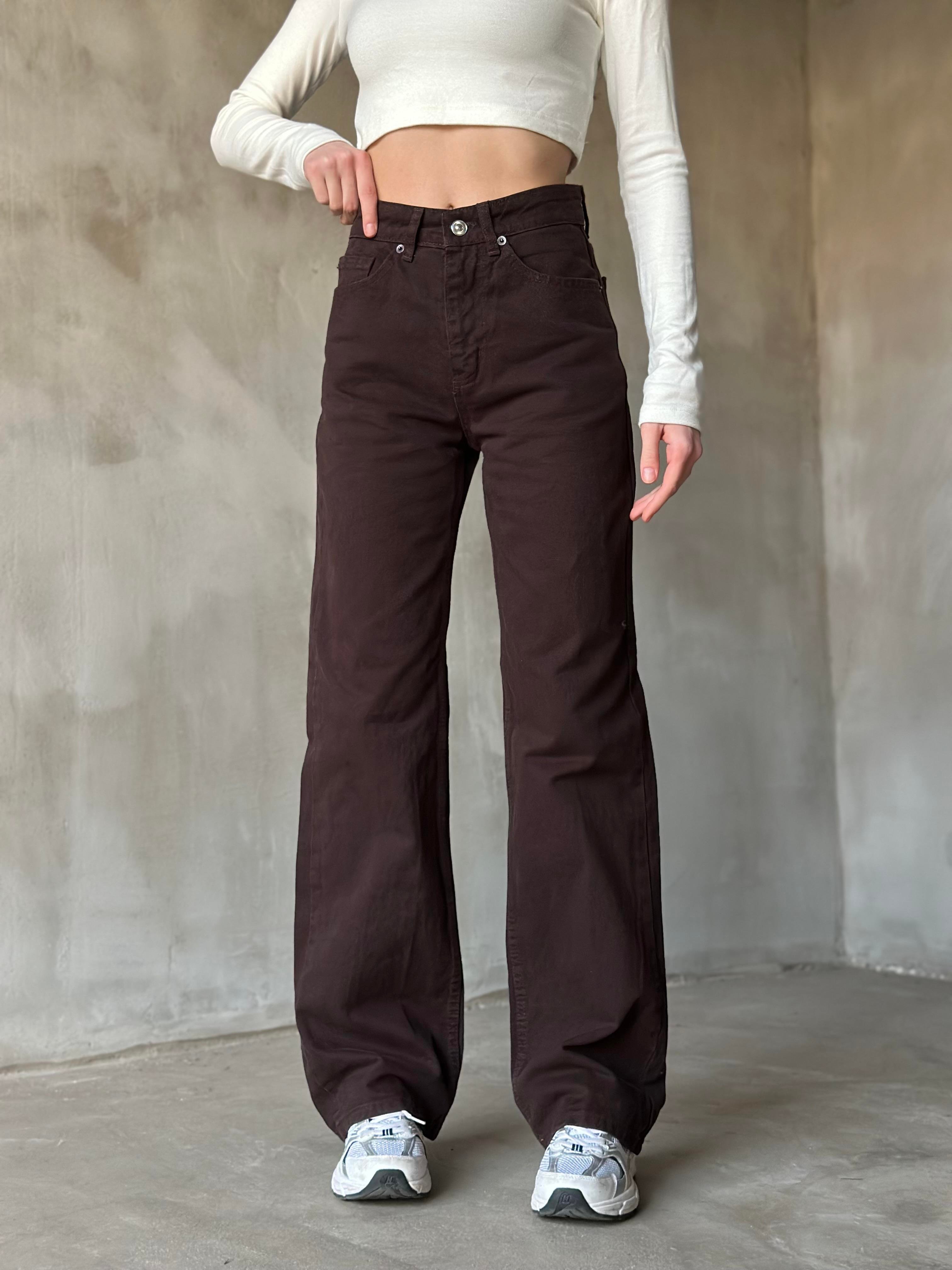 Acı Kahverengi Straight Fit Bol Paça Jean - Dominatrend
