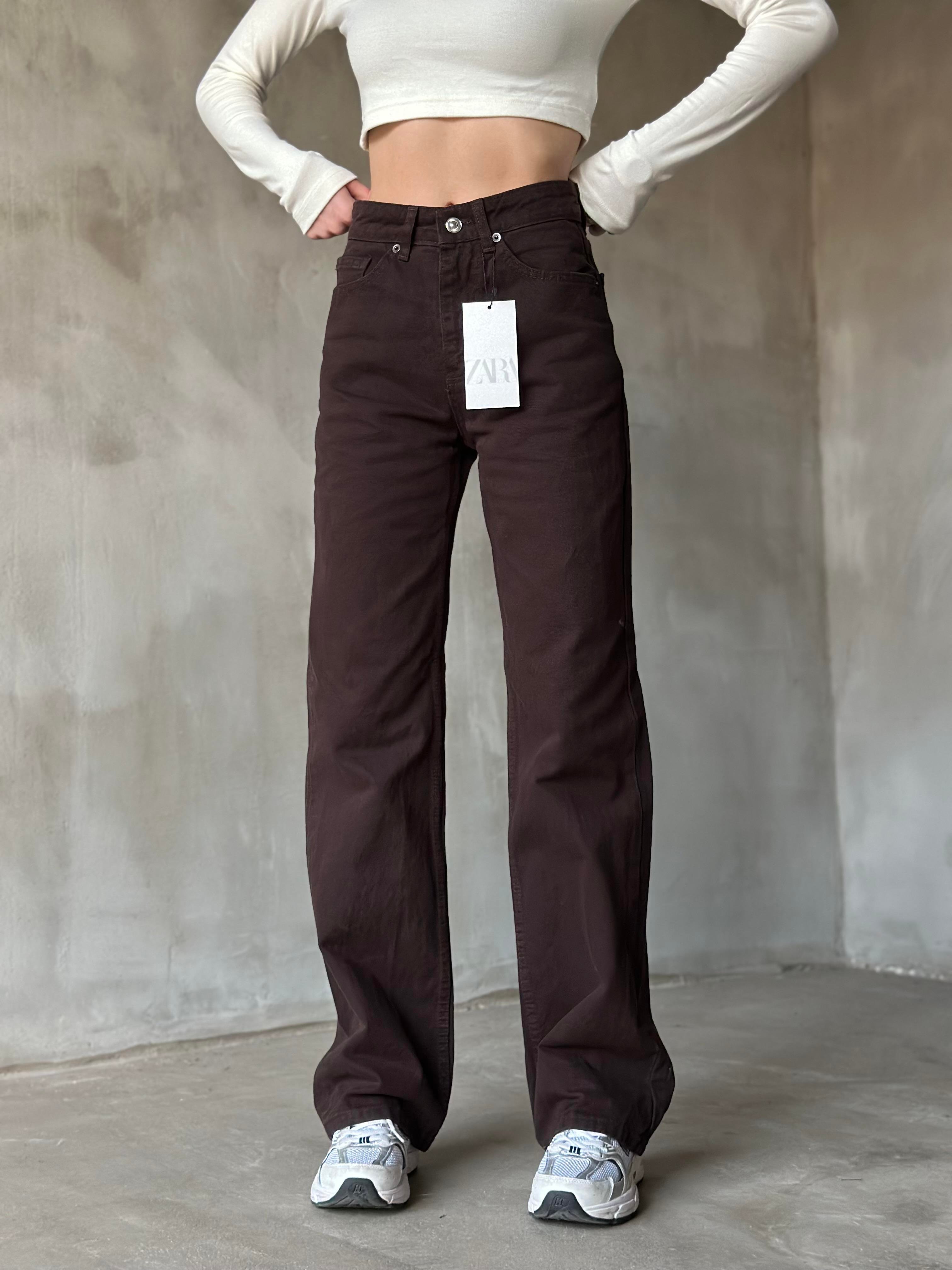 Acı Kahverengi Straight Fit Bol Paça Jean - Dominatrend