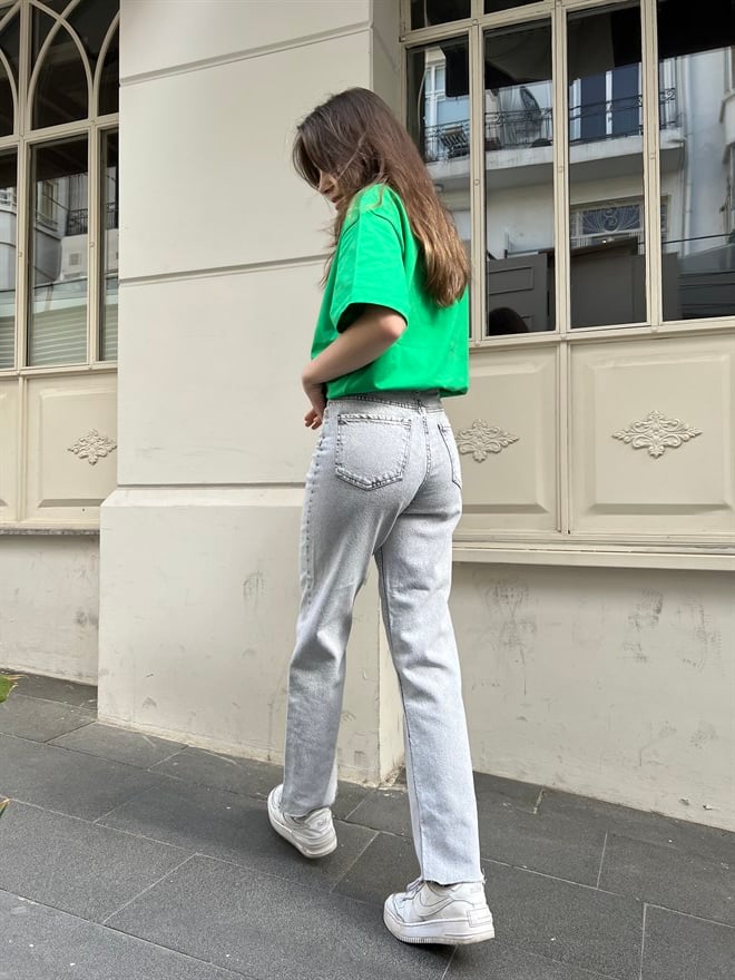 Açık Gri Boru Paça Jean - Dominatrend