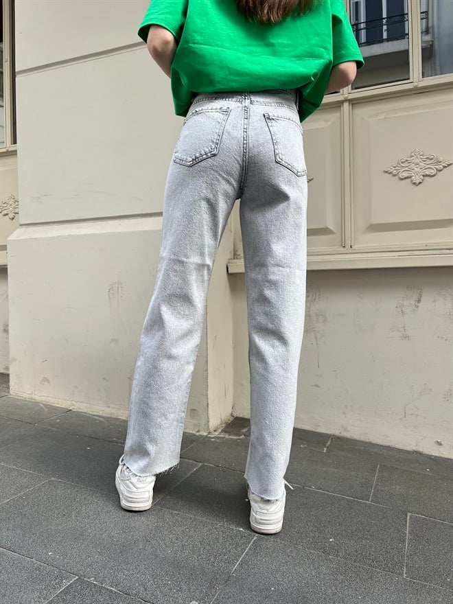 Açık Gri Boru Paça Jean - Dominatrend