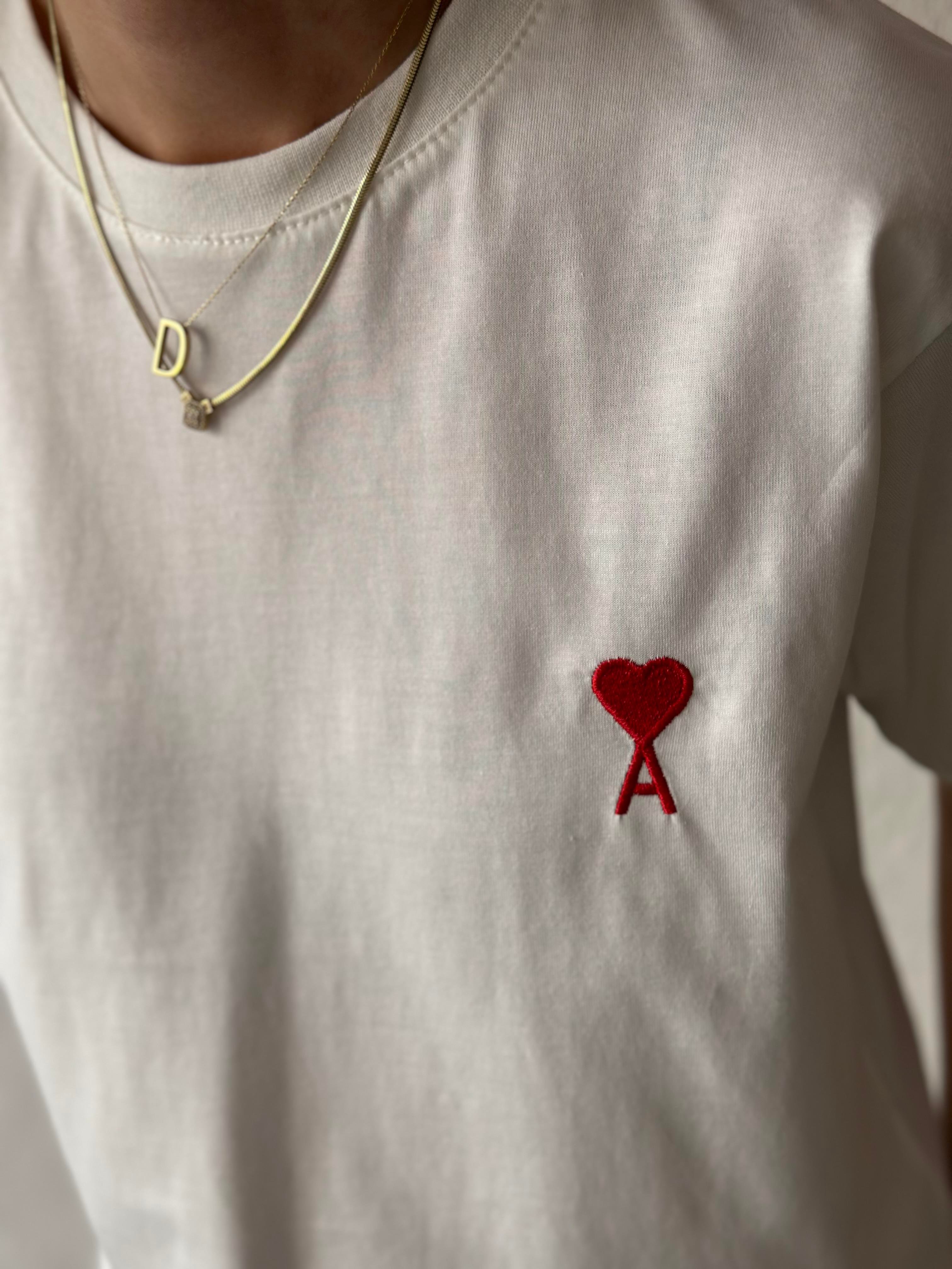 Ami Logo Nakışlı Oversize T-shirt - Beyaz - Dominatrend