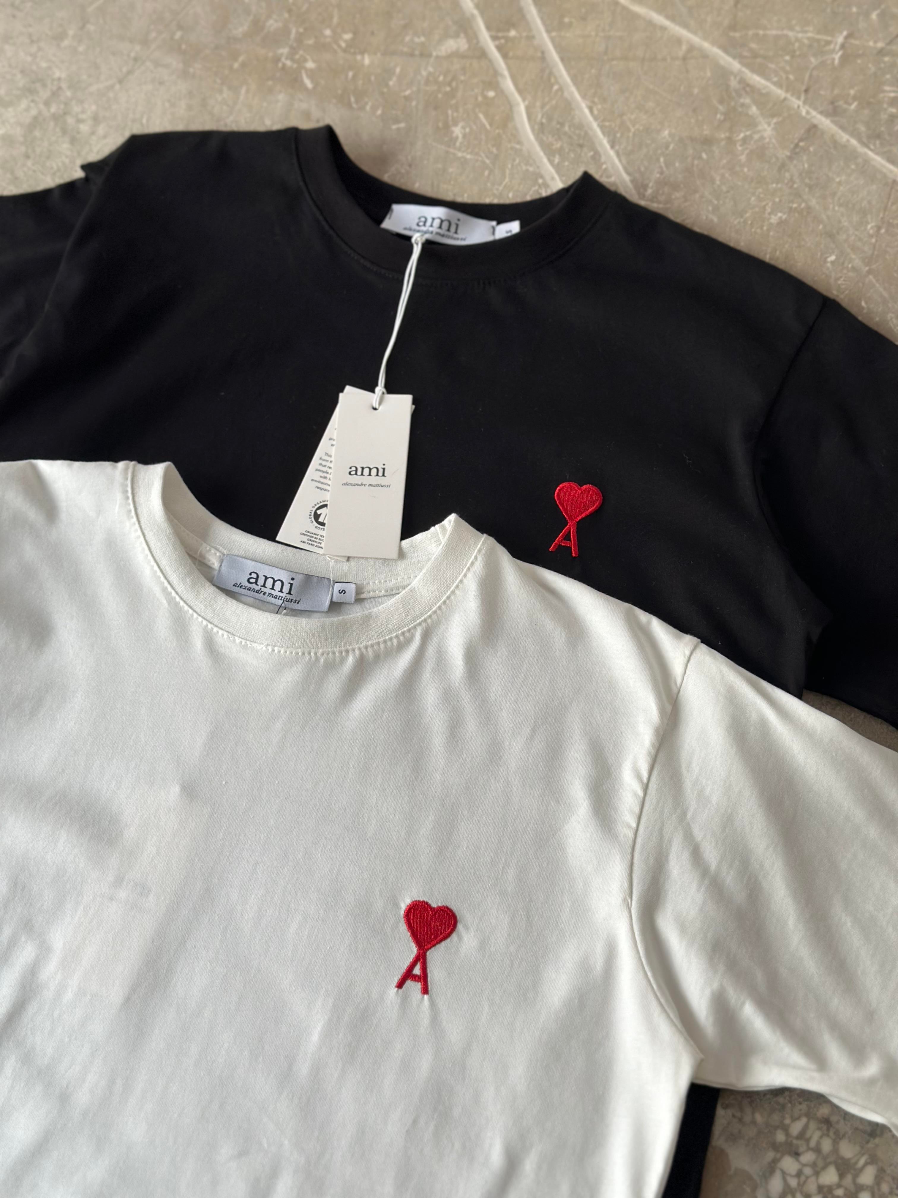 Ami Logo Nakışlı Oversize T-shirt - Beyaz - Dominatrend
