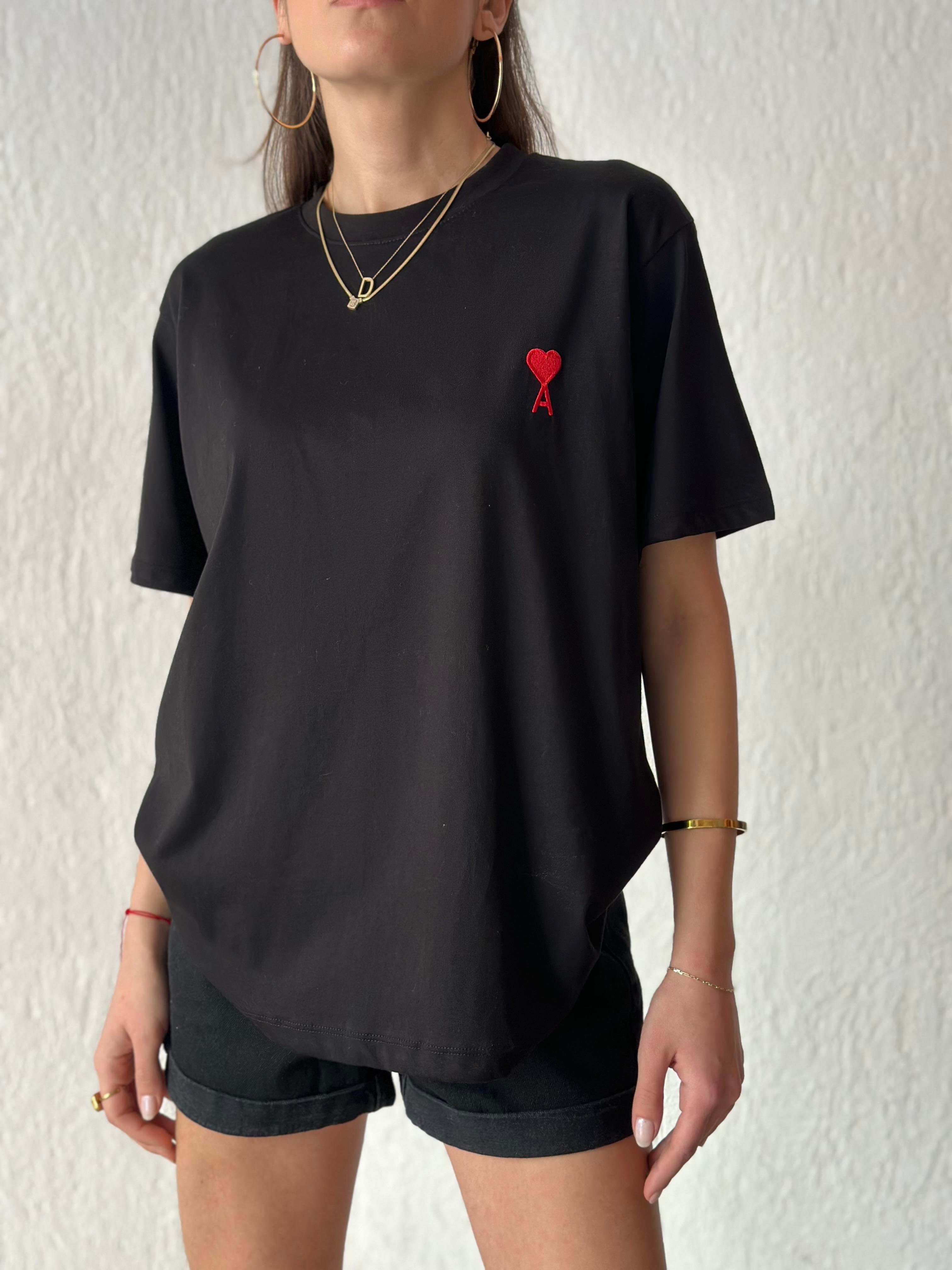 Ami Logo Nakışlı Oversize T-Shirt - Dominatrend