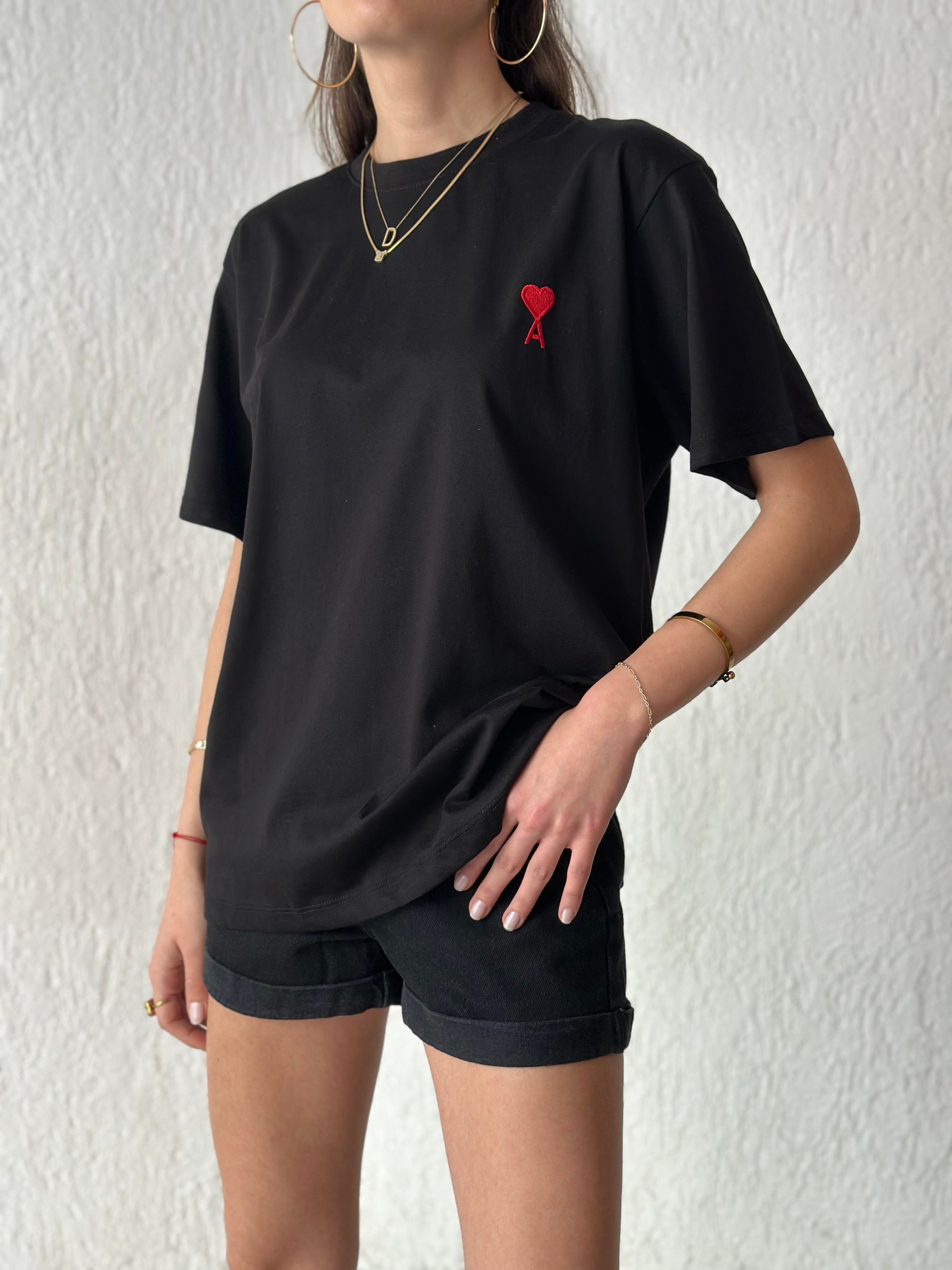 Ami Logo Nakışlı Oversize T-Shirt - Dominatrend