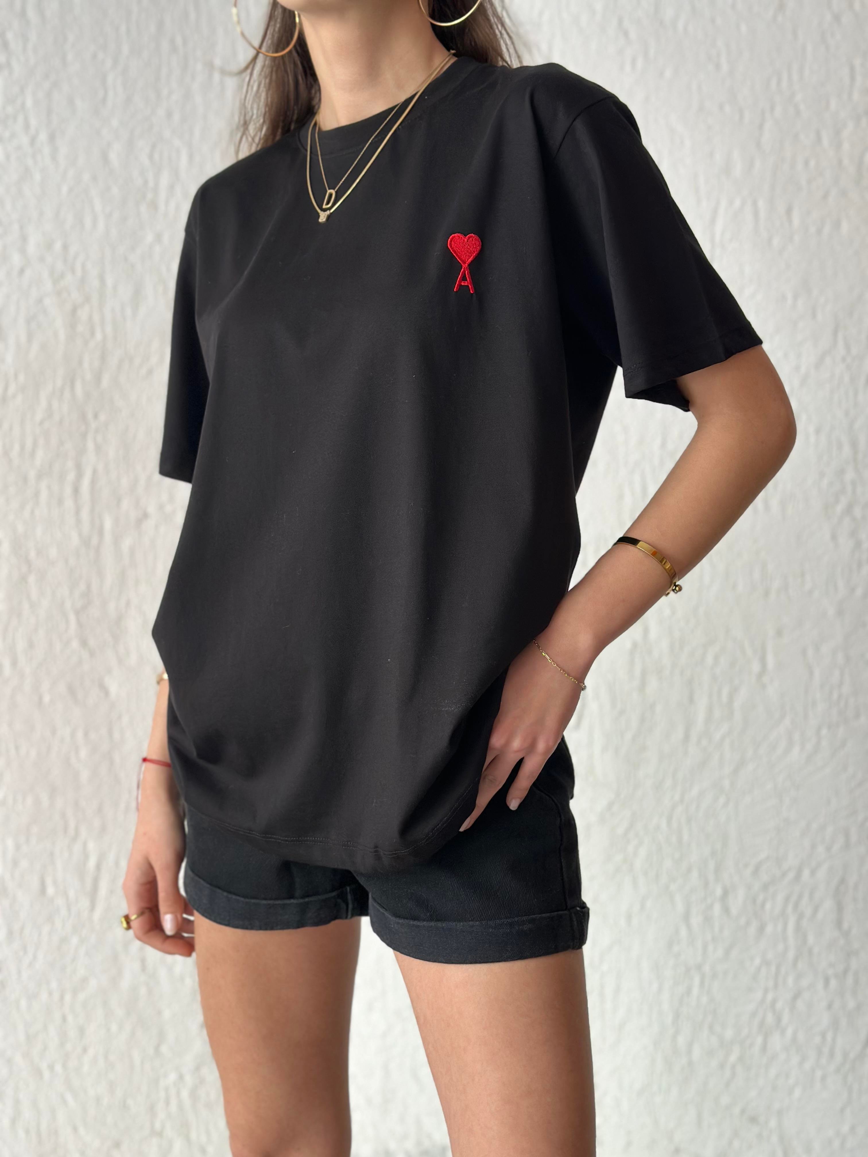 Ami Logo Nakışlı Oversize T-Shirt - Dominatrend