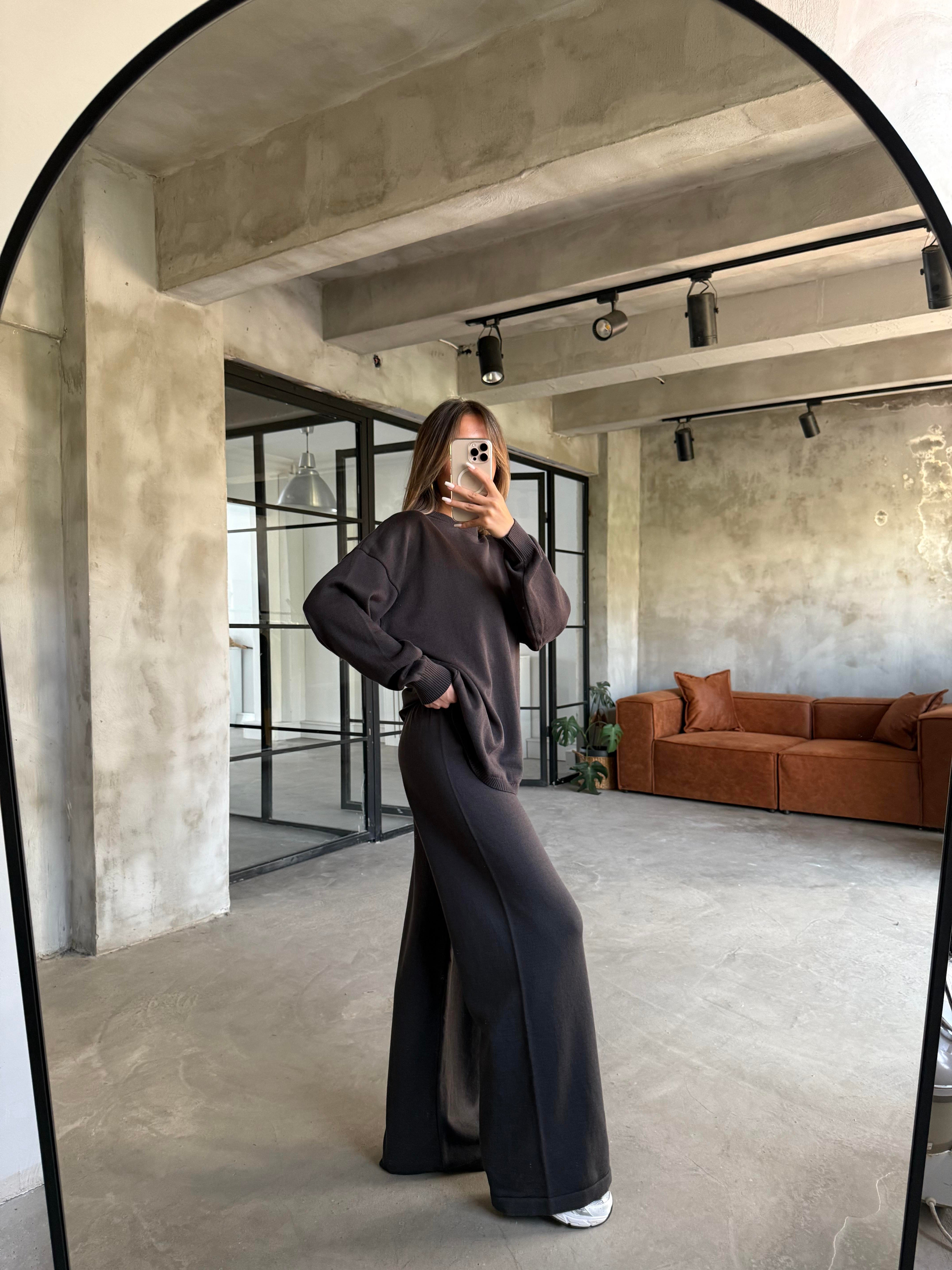 Antrasit Basic Oversize Triko Takım - Dominatrend