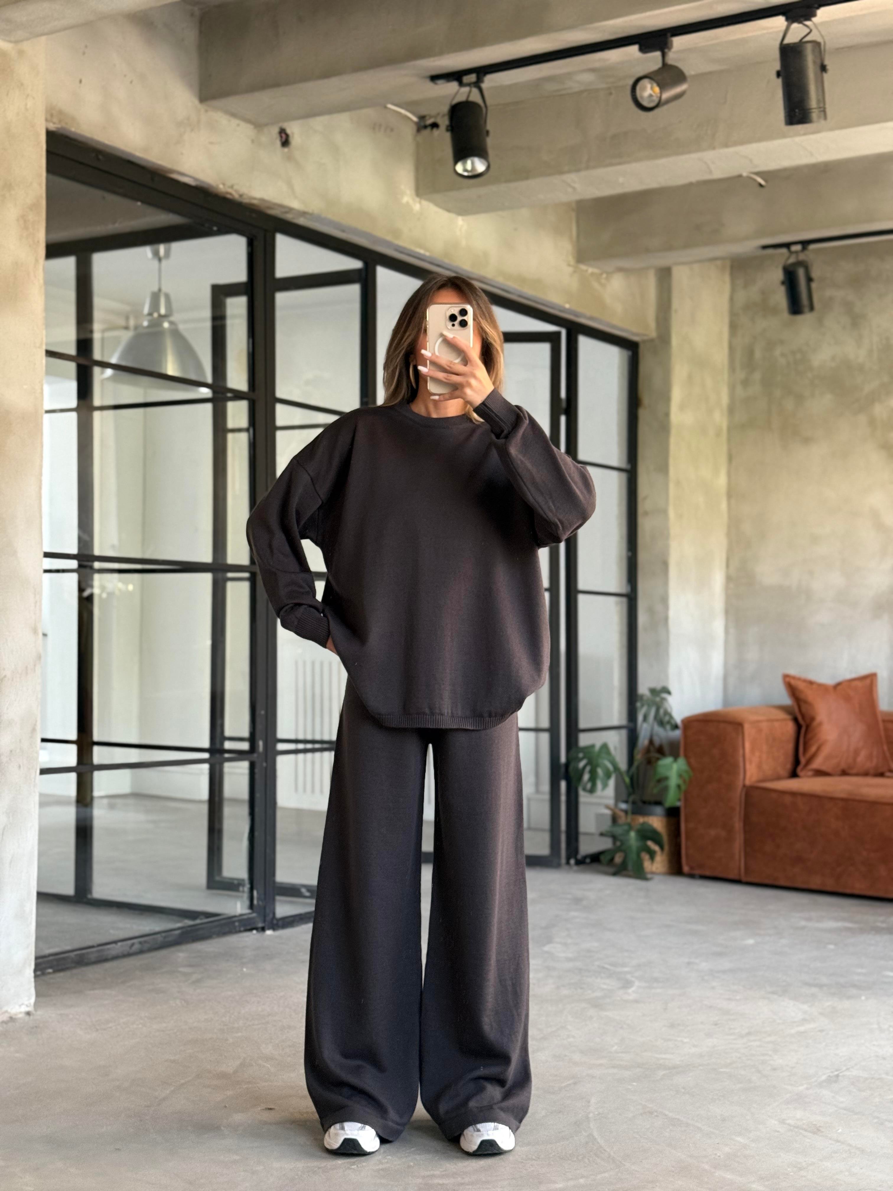 Antrasit Basic Oversize Triko Takım - Dominatrend