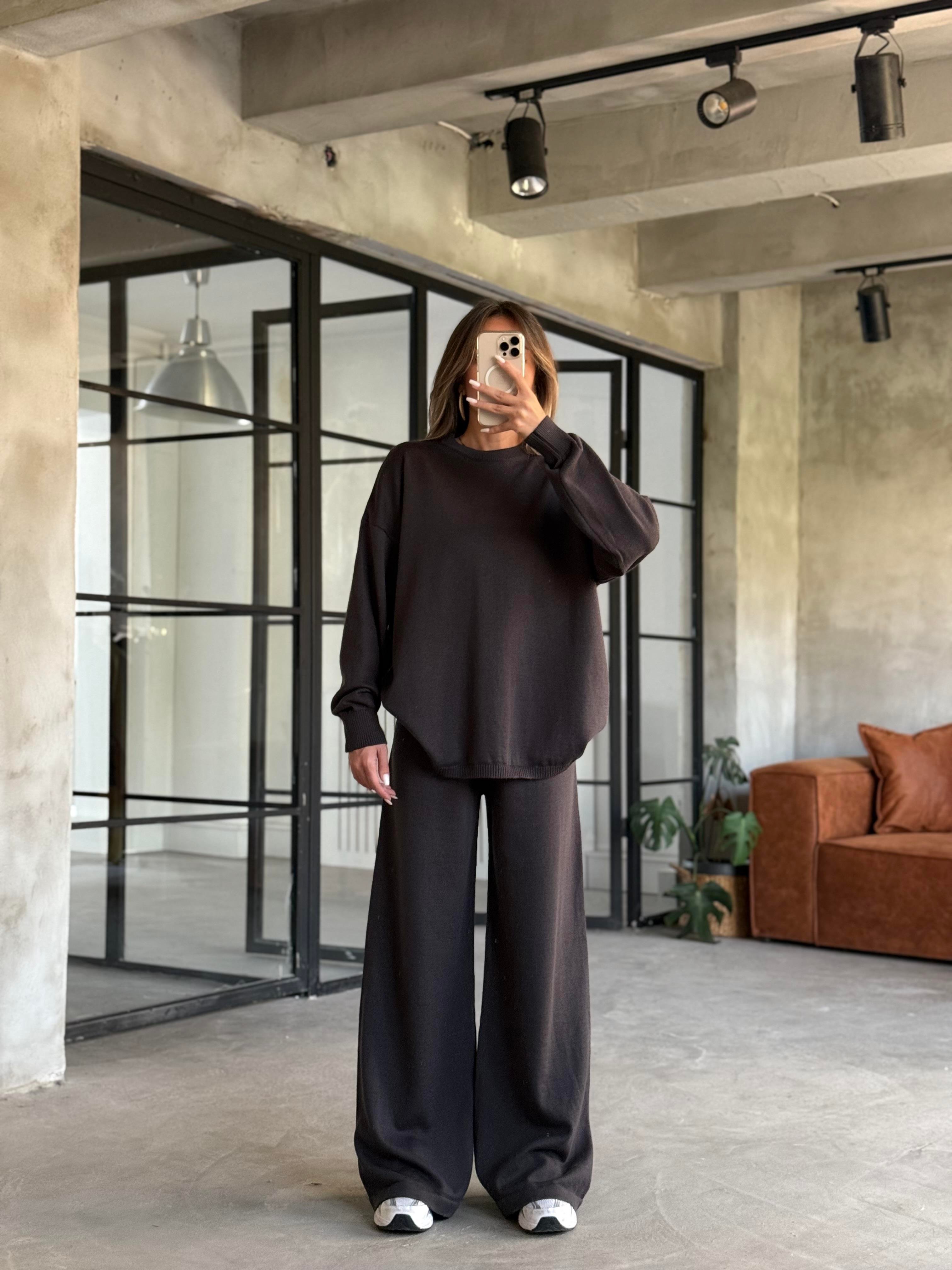 Antrasit Basic Oversize Triko Takım - Dominatrend