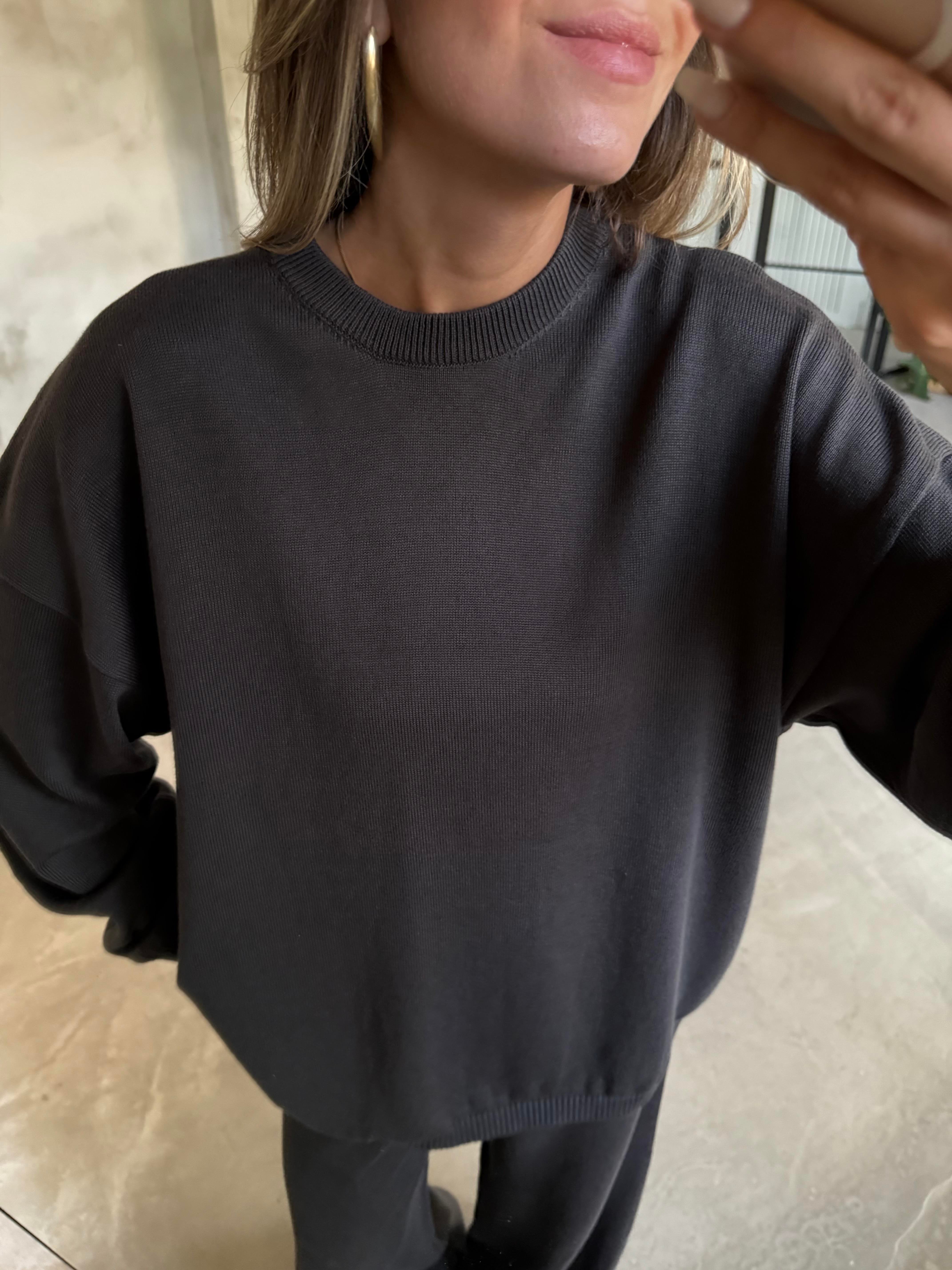 Antrasit Basic Oversize Triko Takım - Dominatrend