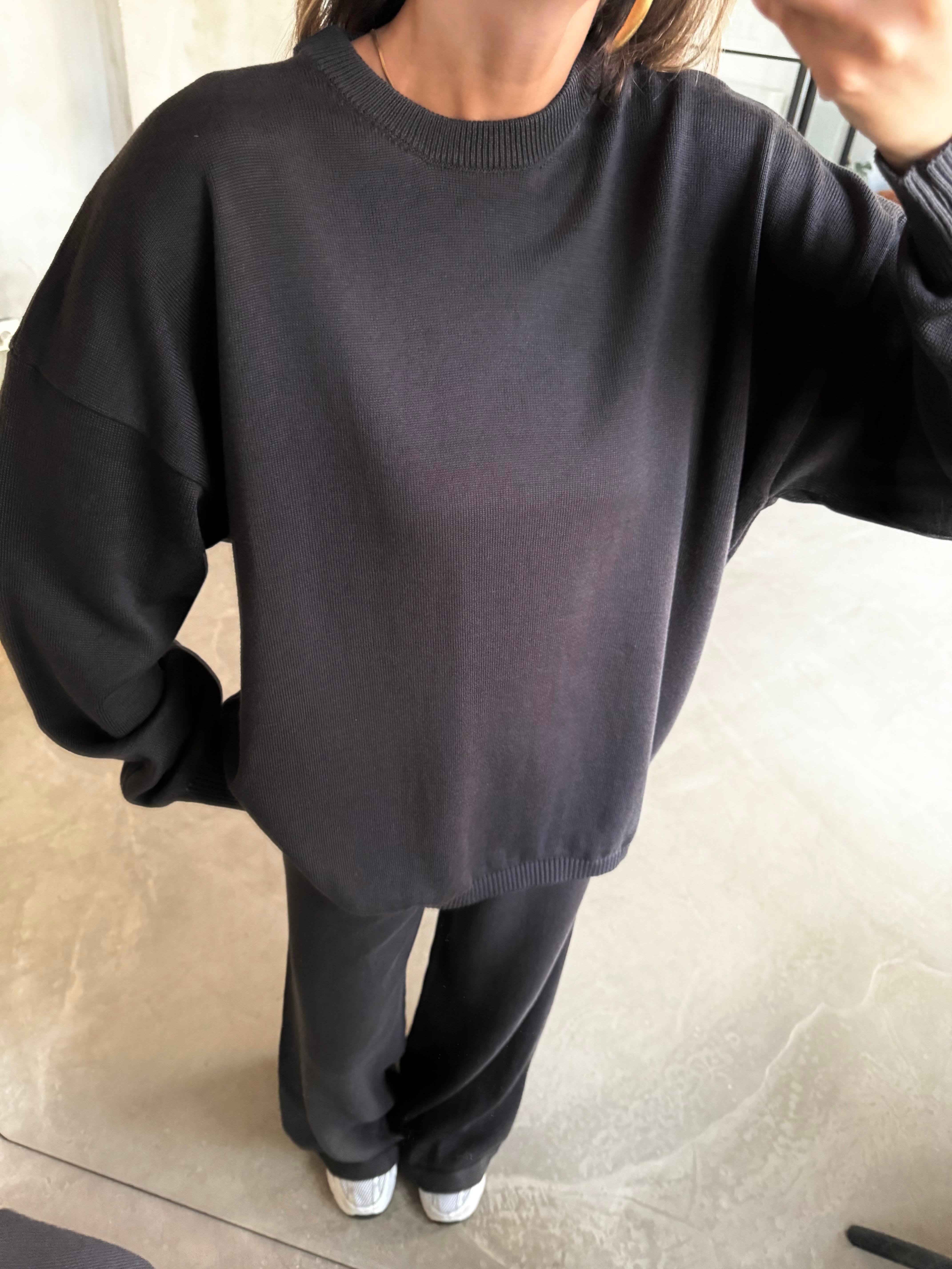 Antrasit Basic Oversize Triko Takım - Dominatrend