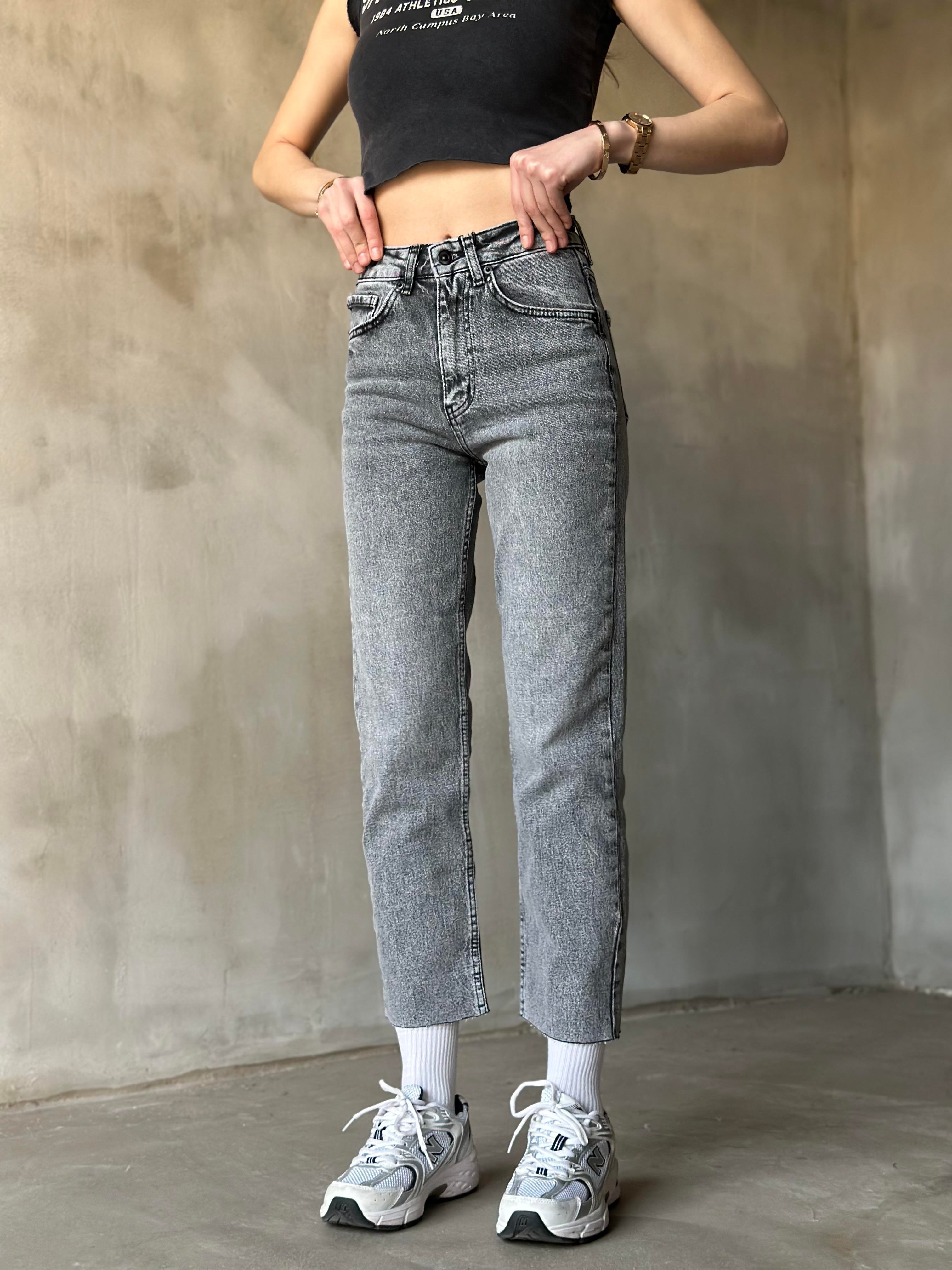Antrasit Kesik Paça Boyfit Jean - Dominatrend