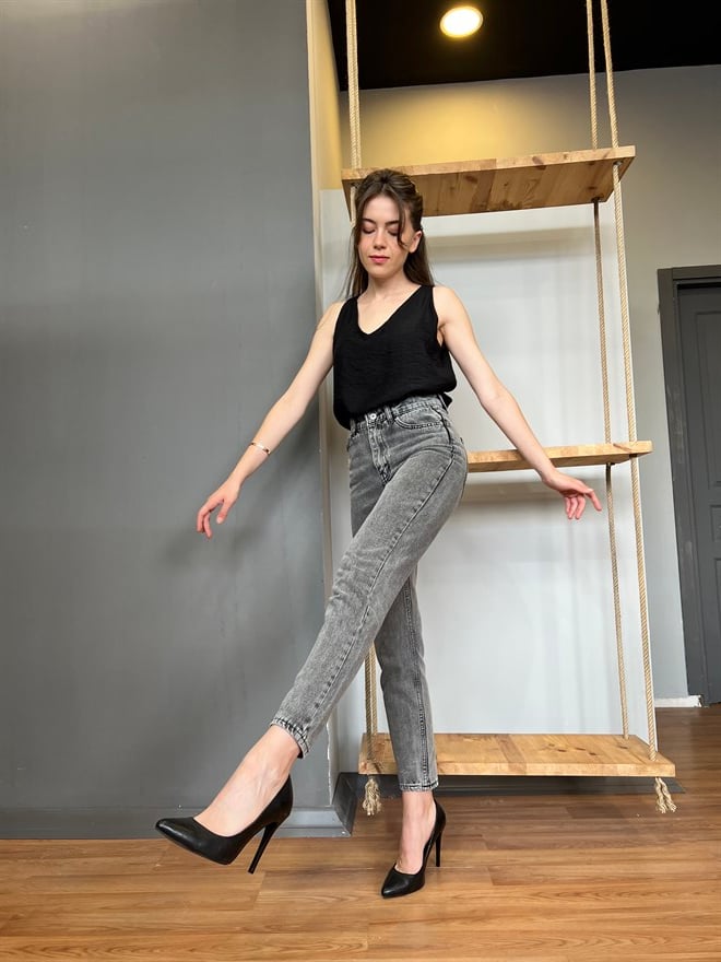 Antrasit Mom Jean - Dominatrend