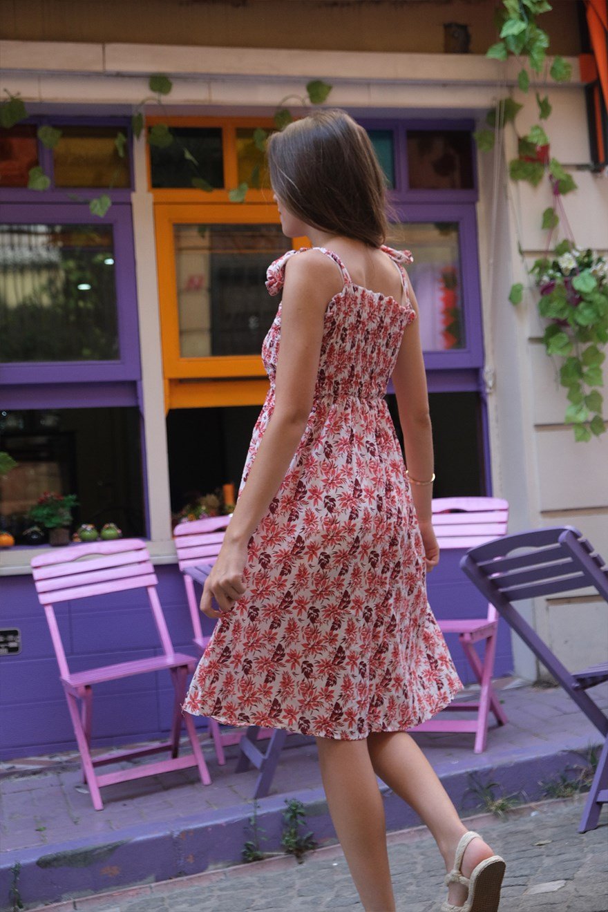 Askısı Bağlamalı Midi Elbise - Pembe - Dominatrend