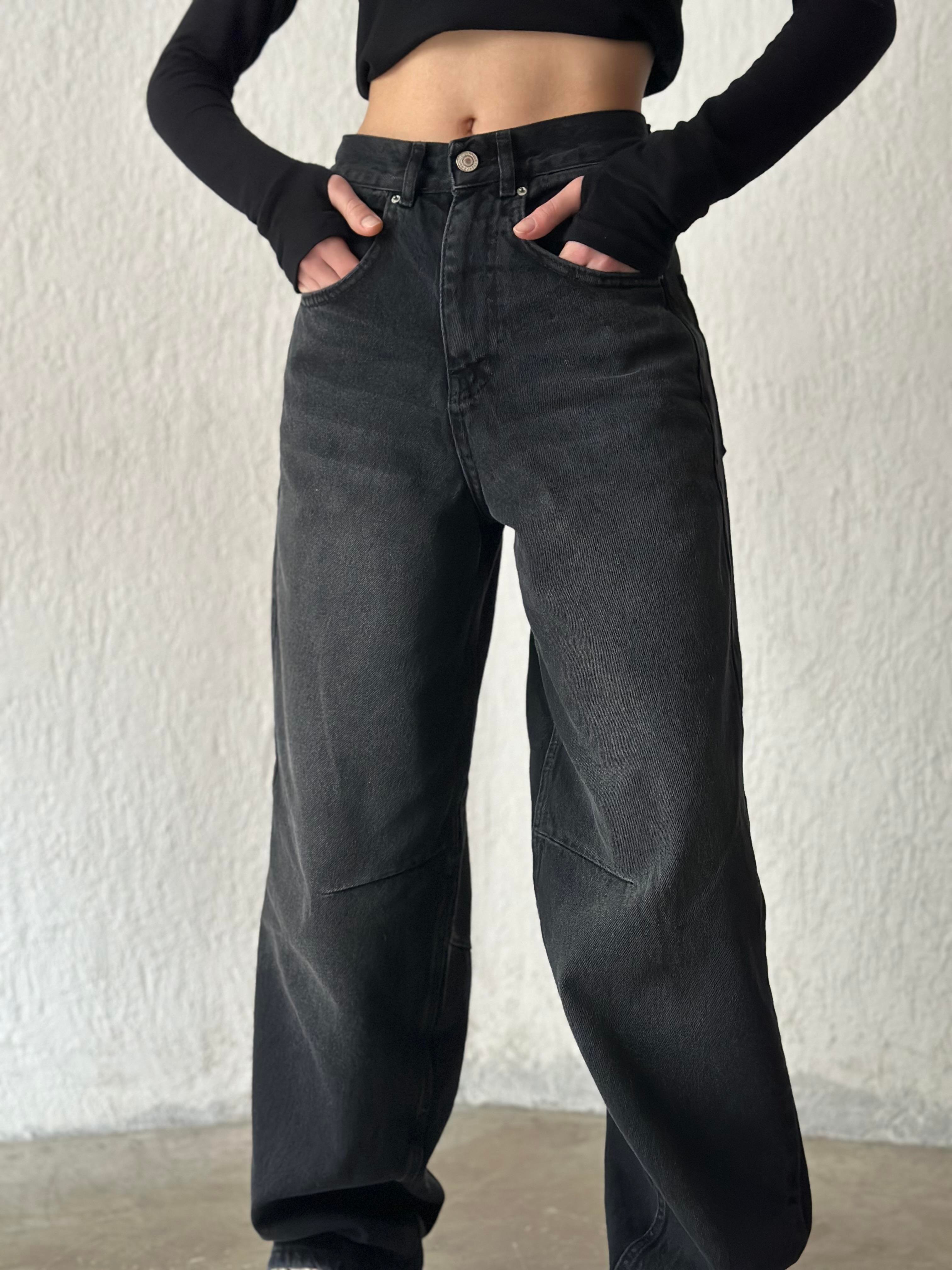 Ayarlanabilir Baggy Jean - Antrasit - Dominatrend