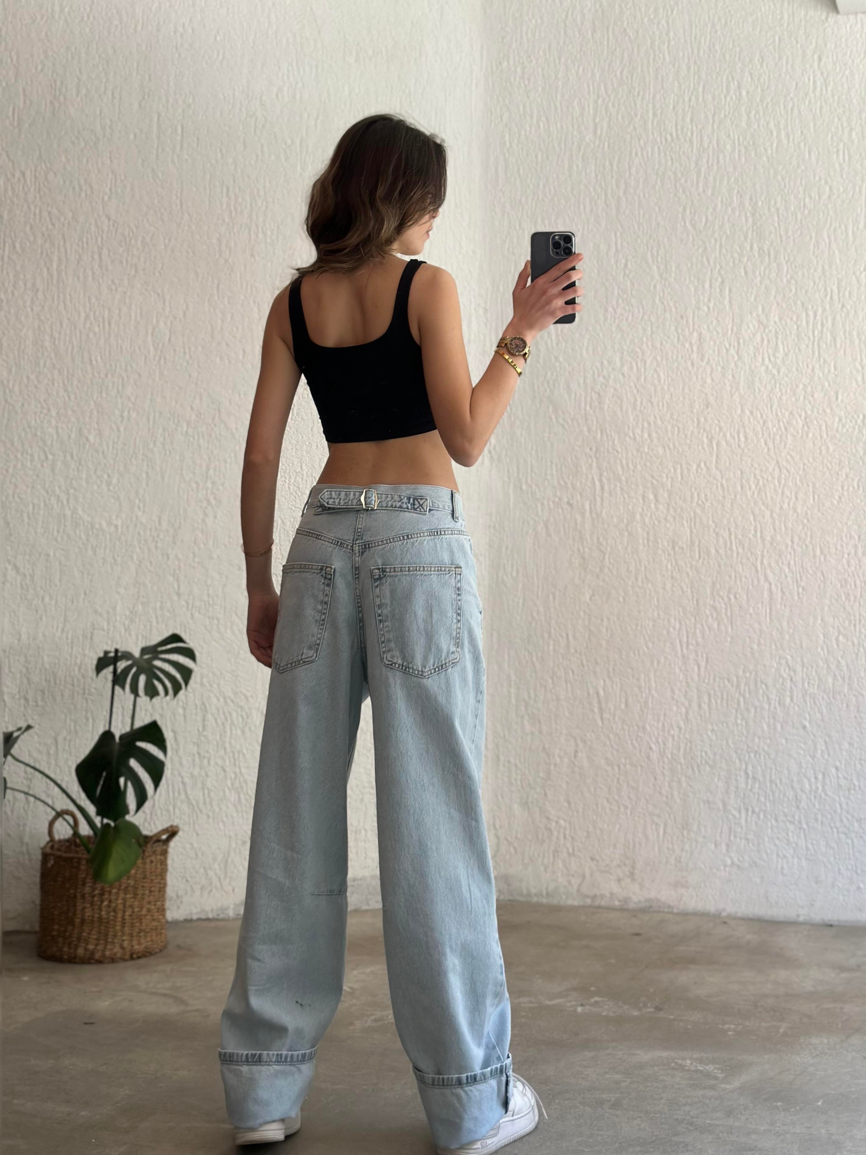 Ayarlanabilir Baggy Jean - Buz Mavi - Dominatrend